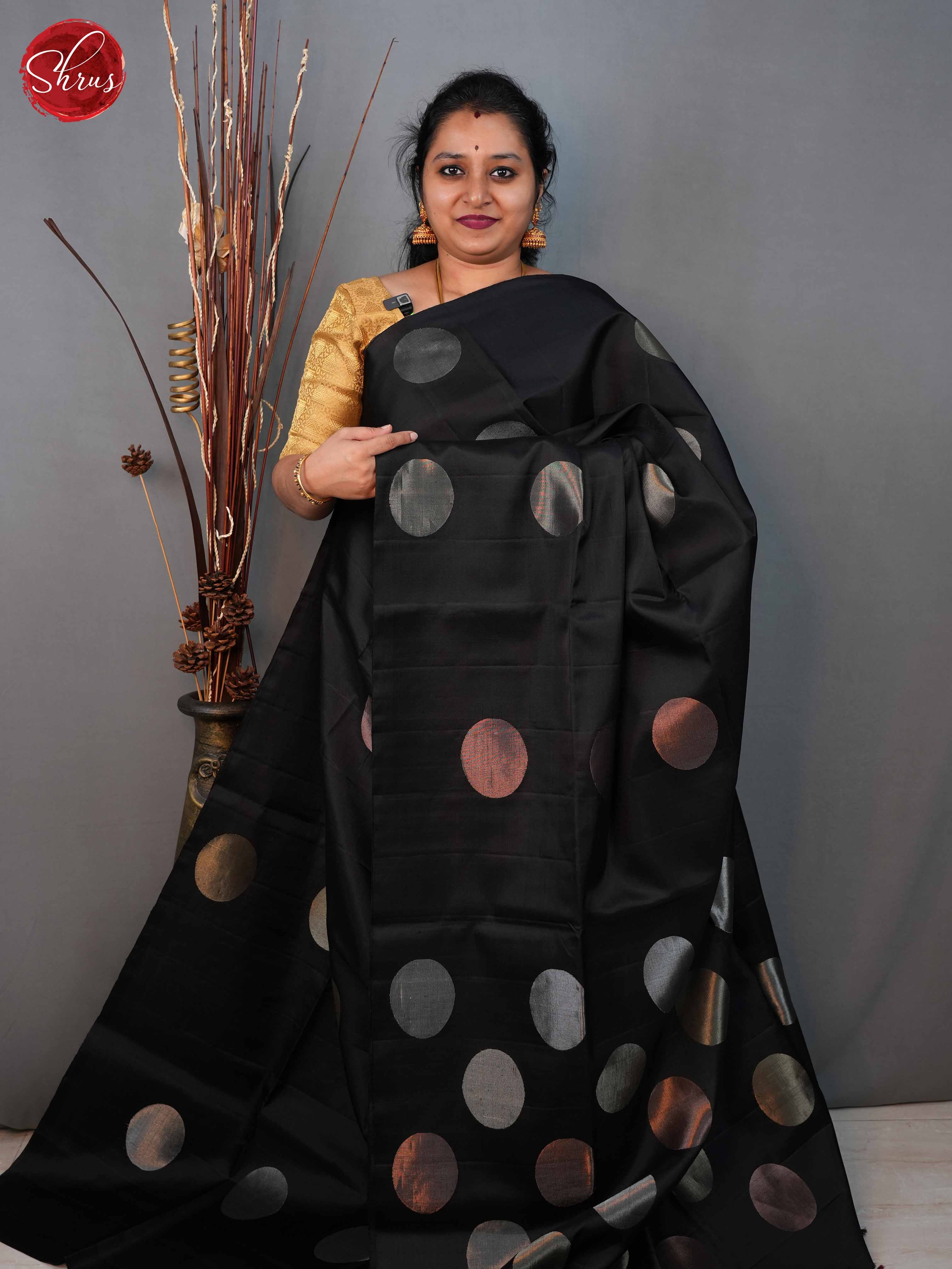 Black(Single tone)- Soft Silk Saree - Shop on ShrusEternity.com