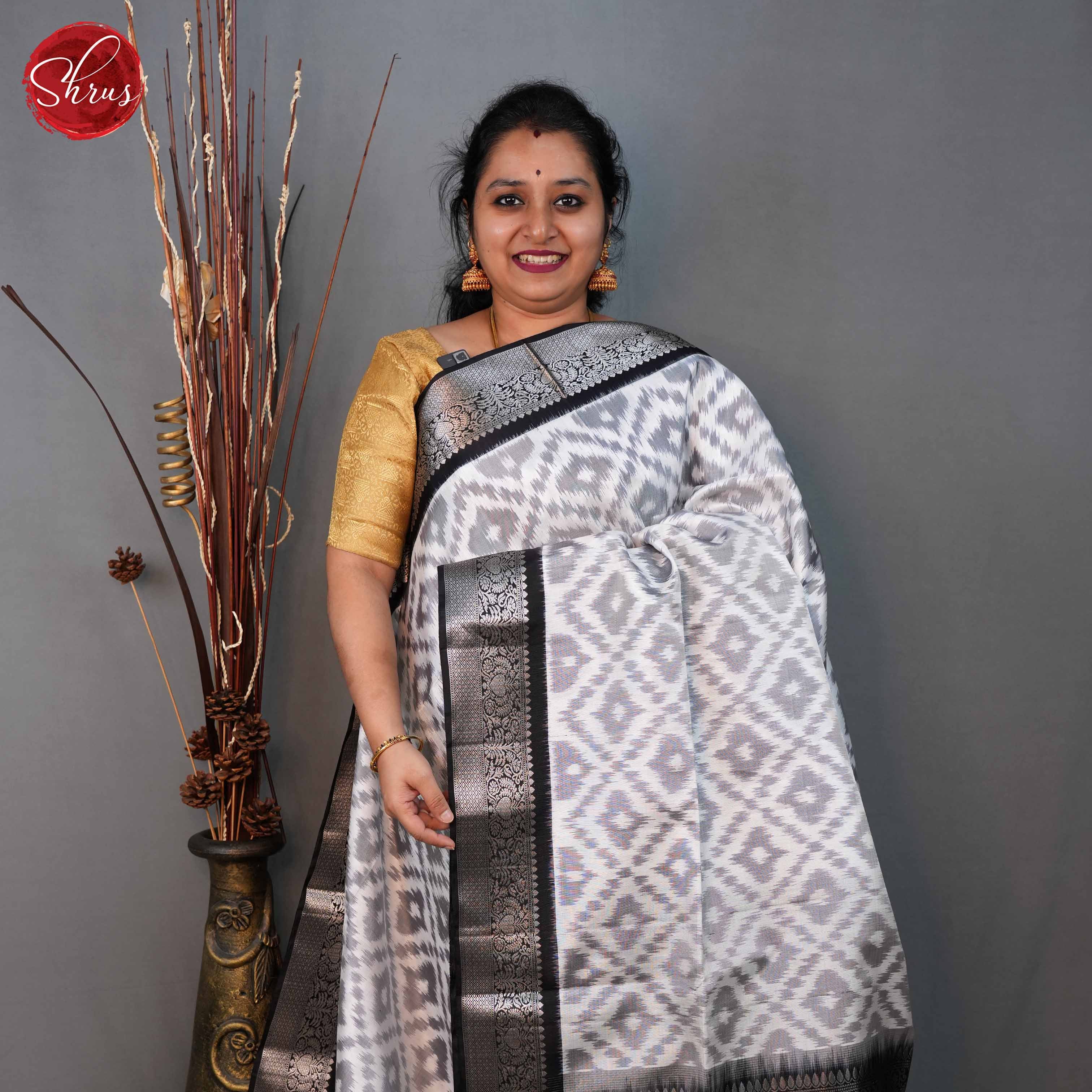 Cream and black - Soft Silk Saree - Shop on ShrusEternity.com
