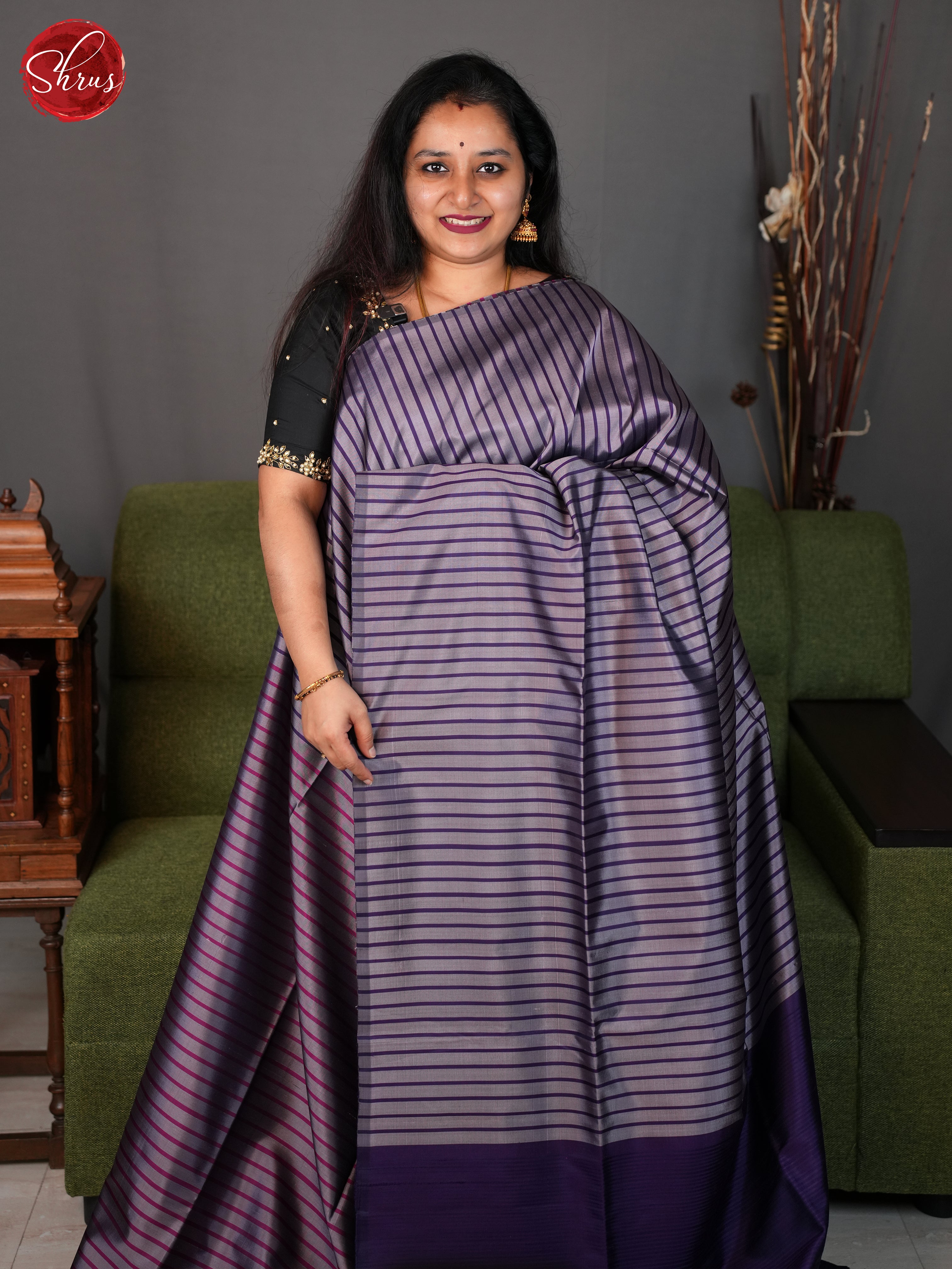 Grey And Purple- soft silk saree - Shop on ShrusEternity.com