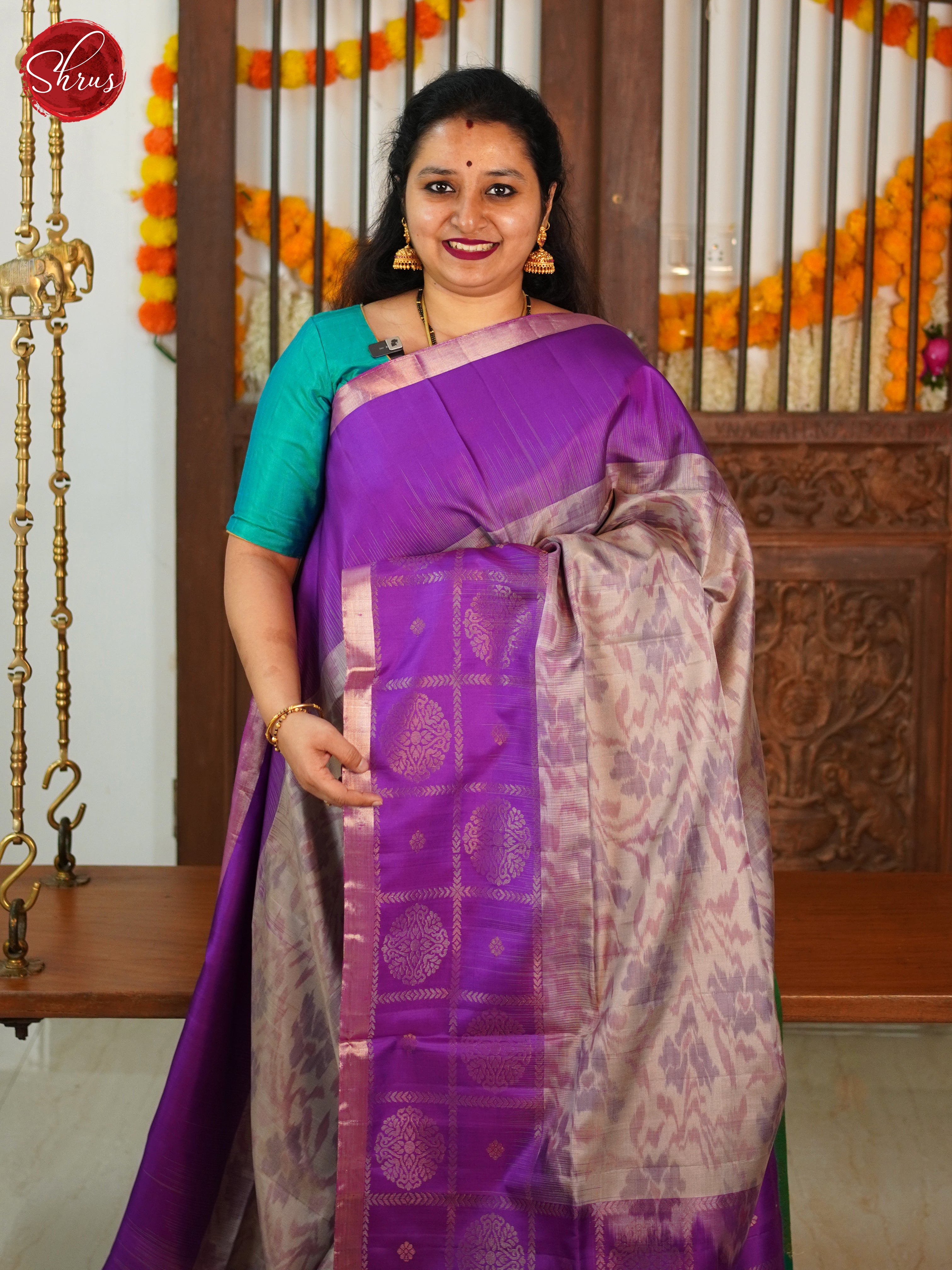 Grey And Purple-soft silk saree - Shop on ShrusEternity.com