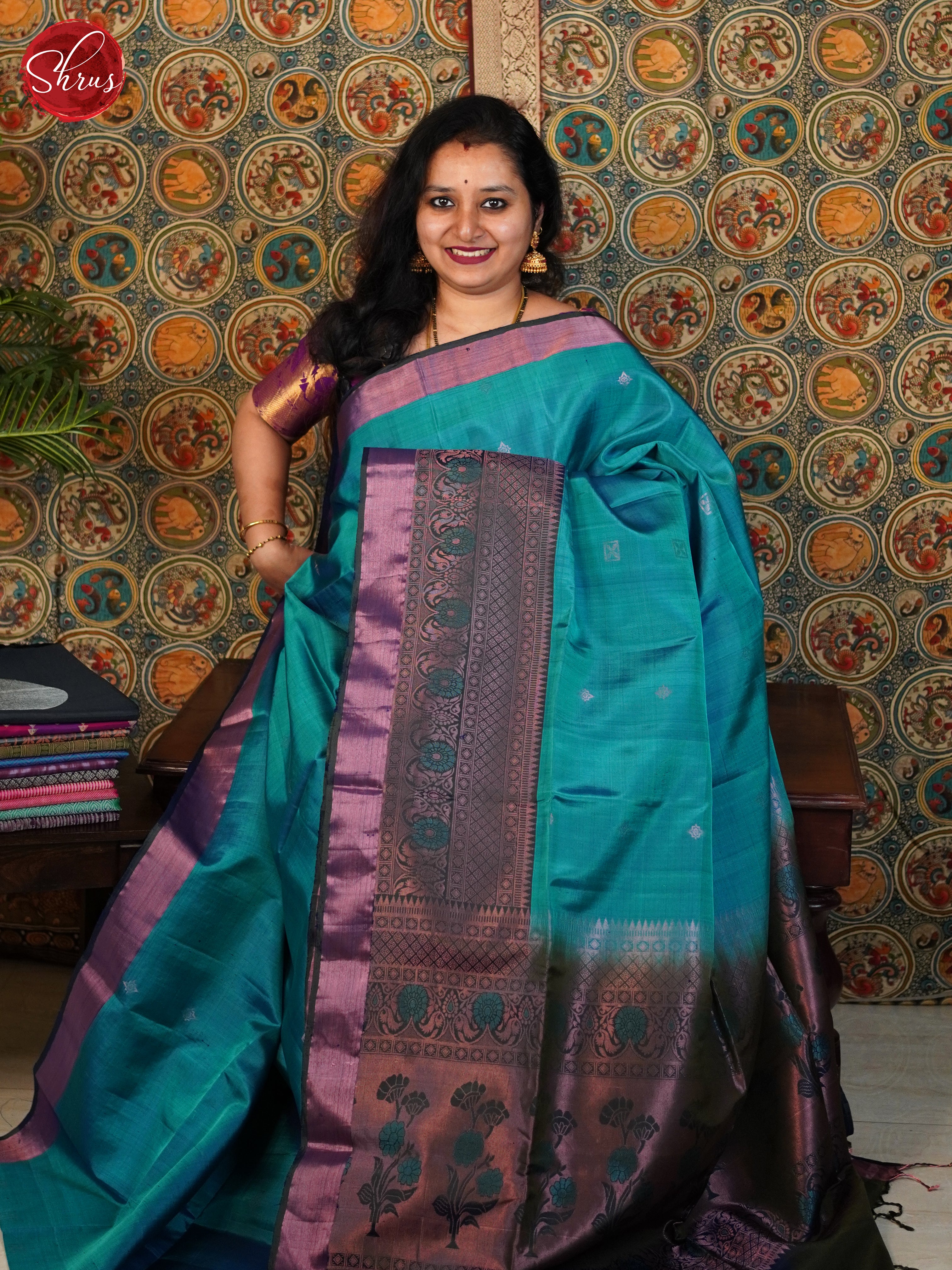 Blue And green -Soft silk saree-1