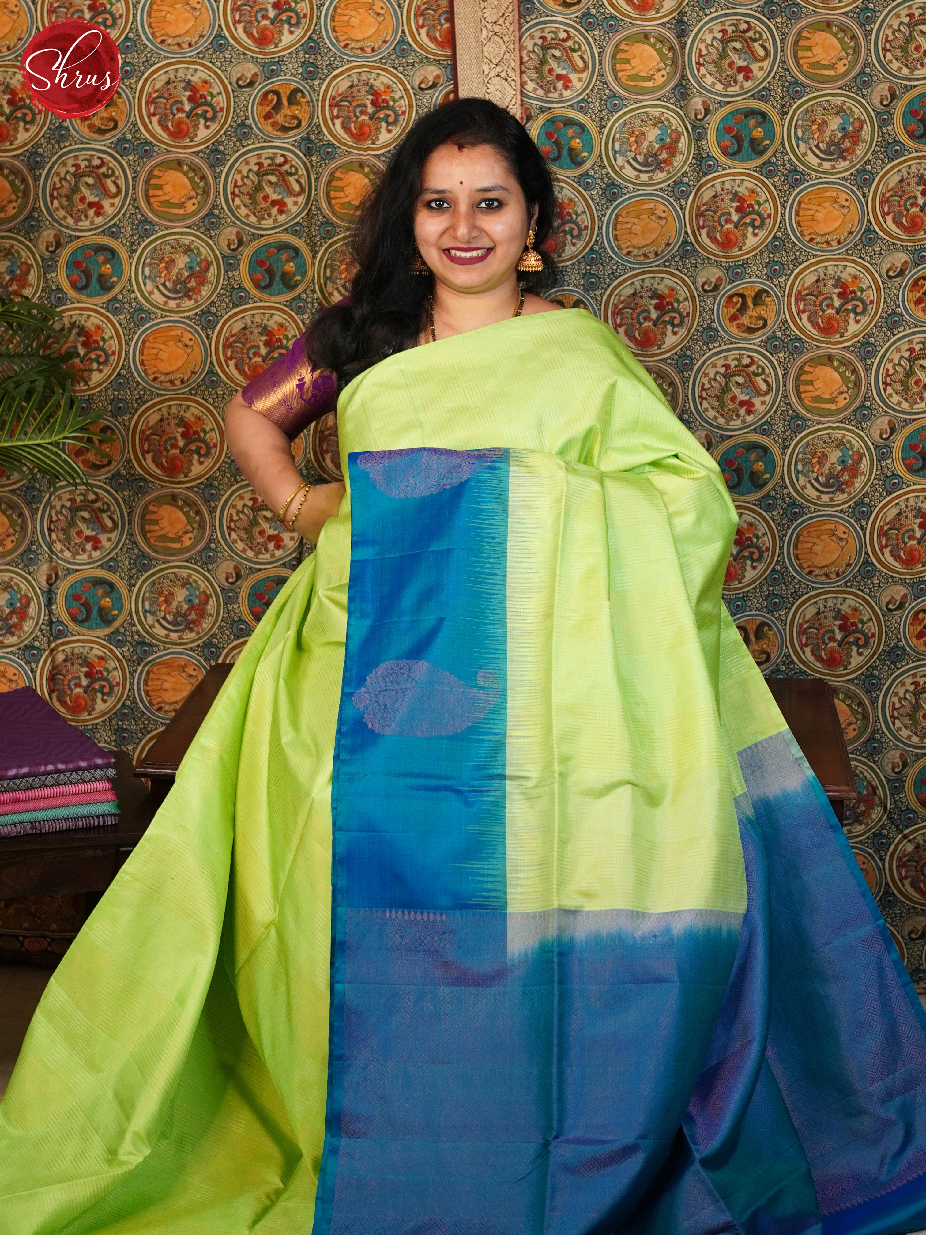 Green And Blue-Soft silk saree - Shop on ShrusEternity.com