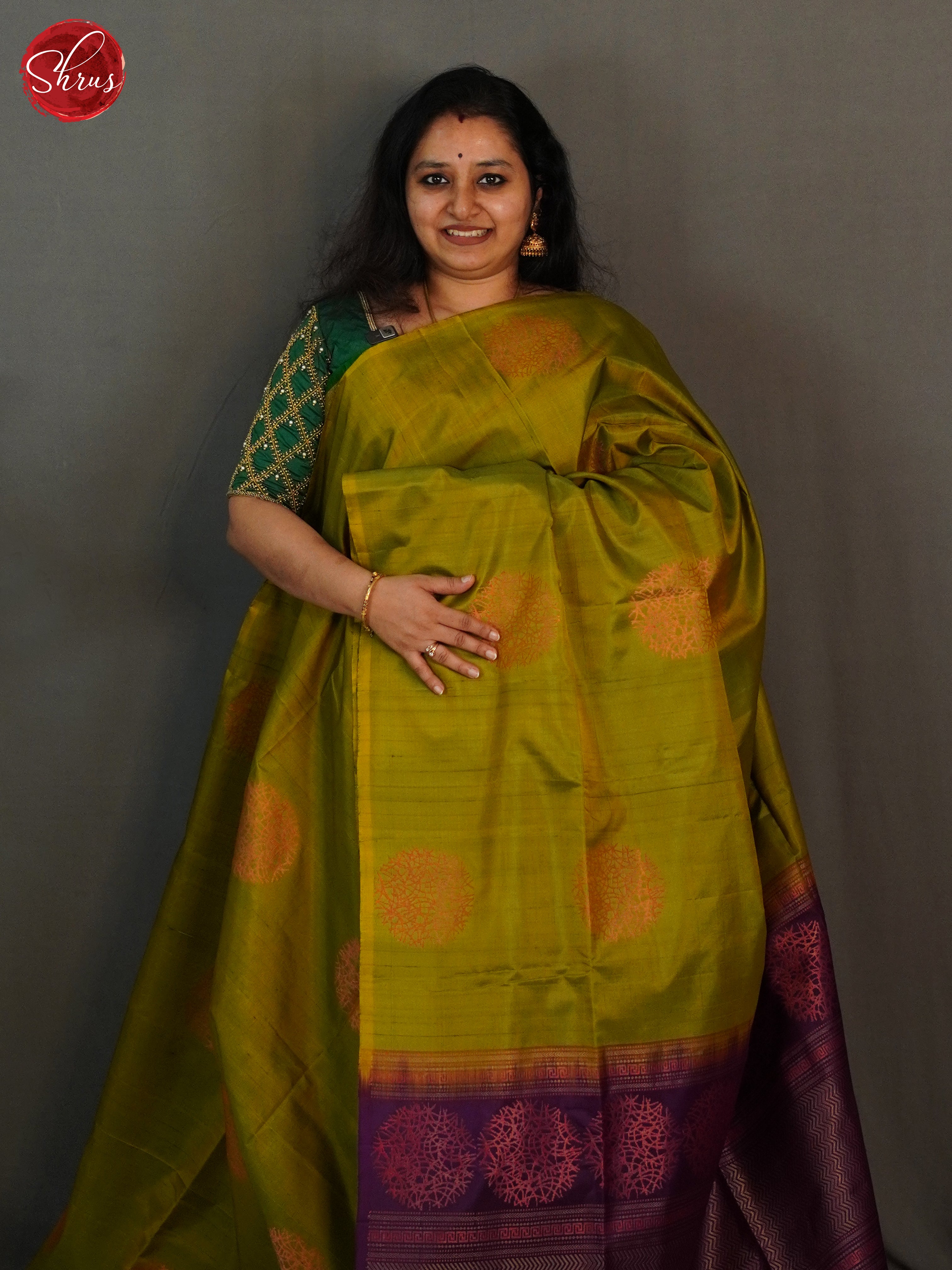 Green and wine-Soft Silk Saree - Shop on ShrusEternity.com