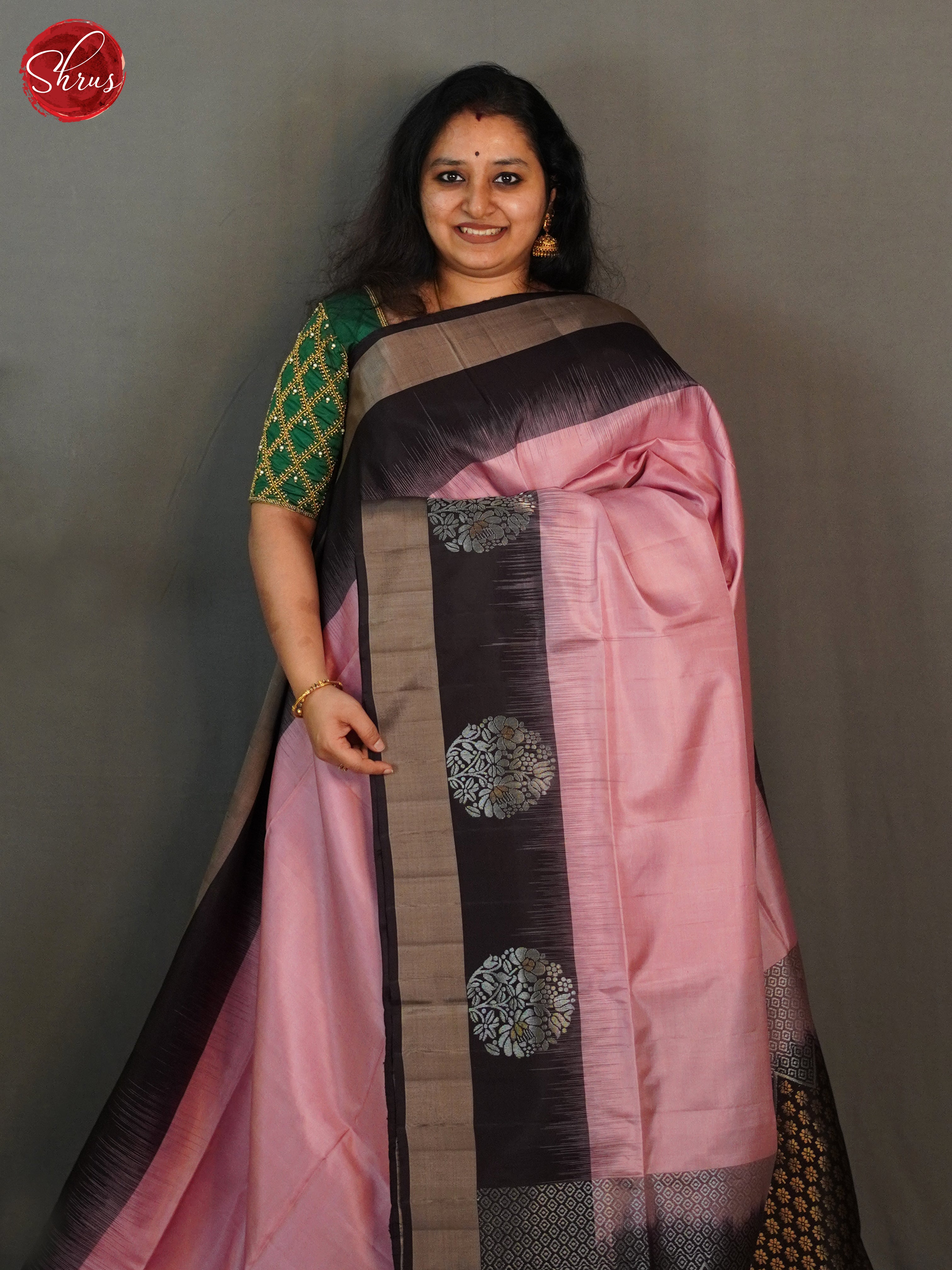 Dusty pink and Brown-Soft silk saree - Shop on ShrusEternity.com