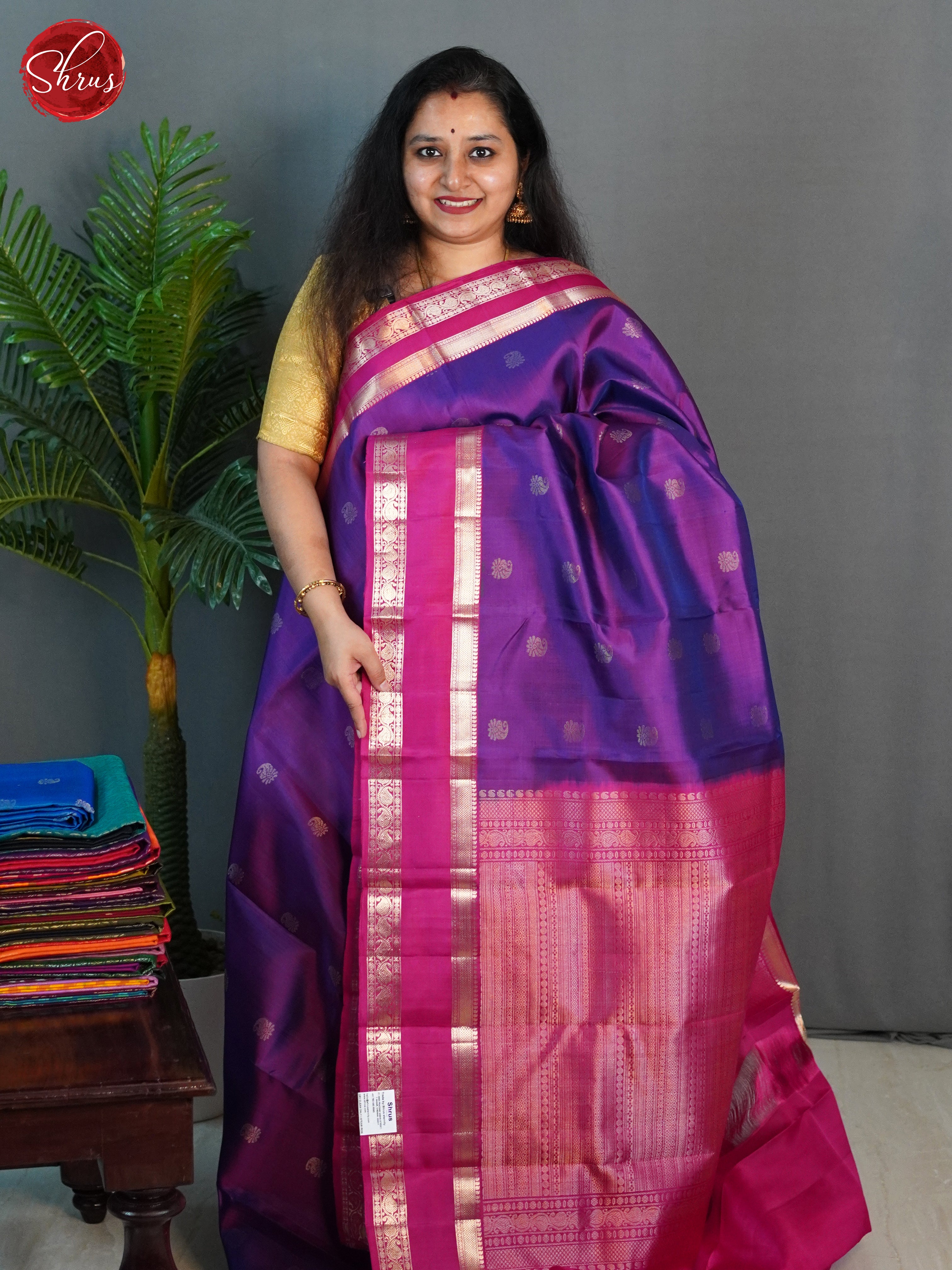 Purple & Pink - Soft Silk Saree - Shop on ShrusEternity.com