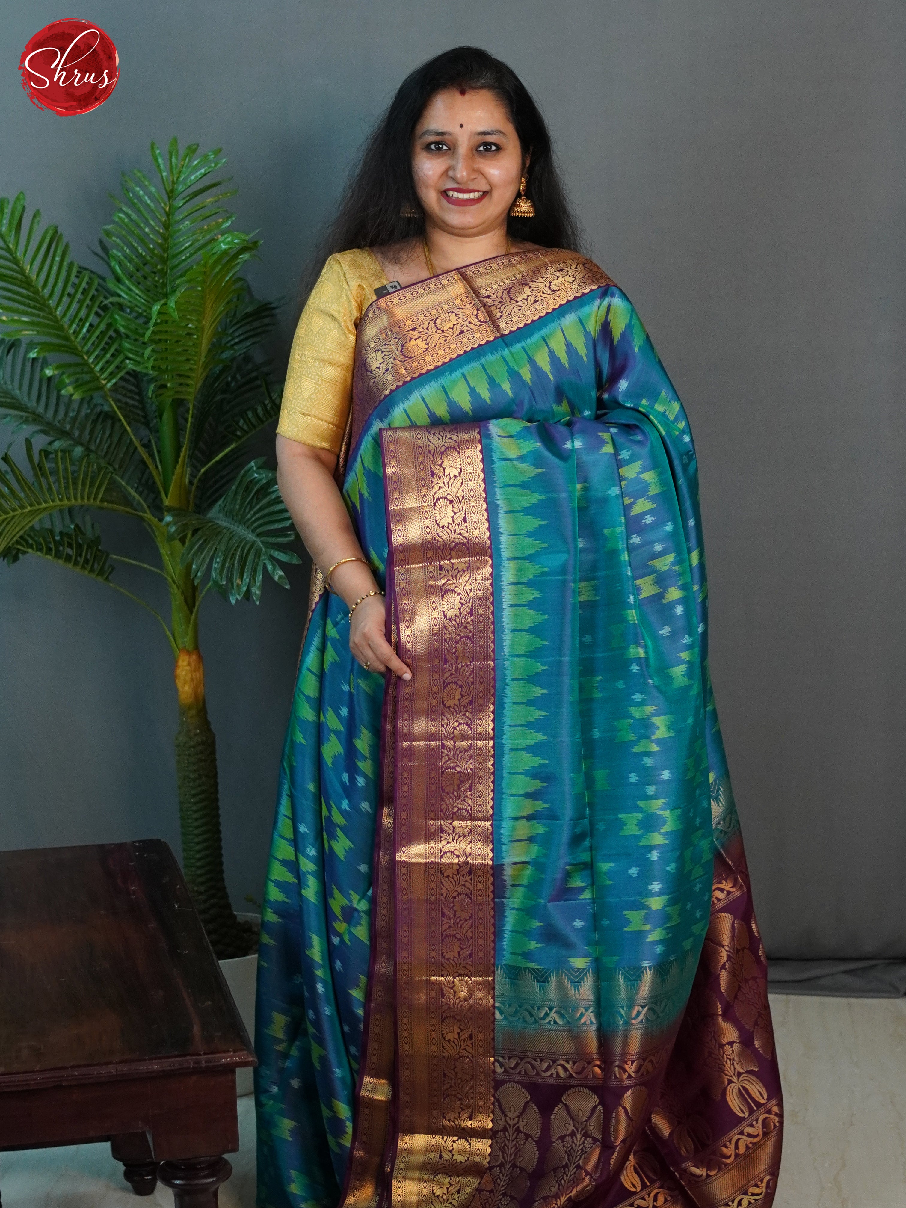 Blue & Maroon - Soft Silk Saree - Shop on ShrusEternity.com