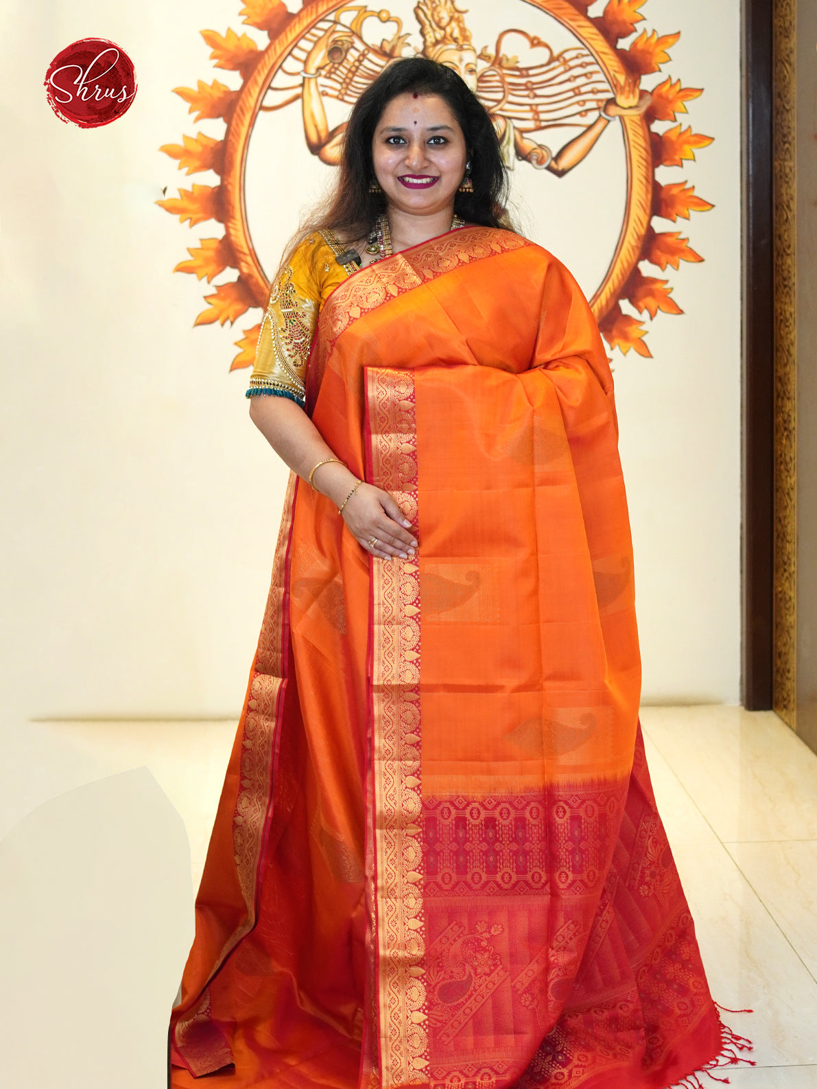 Orange & Red - Soft Silk Saree - Shop on ShrusEternity.com
