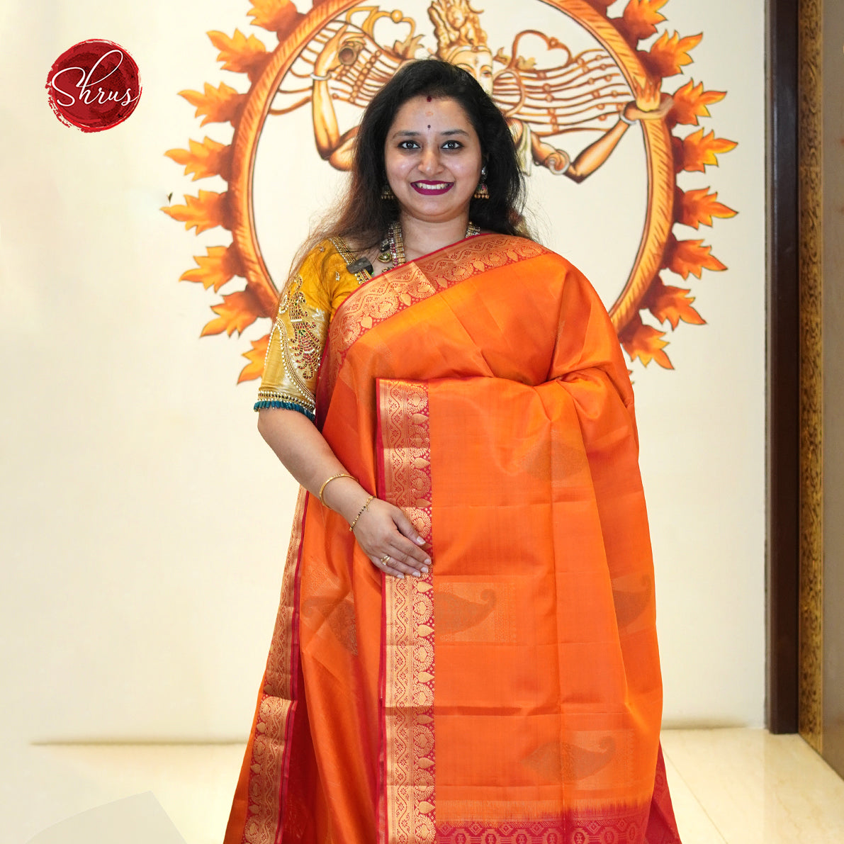 Orange & Red - Soft Silk Saree - Shop on ShrusEternity.com