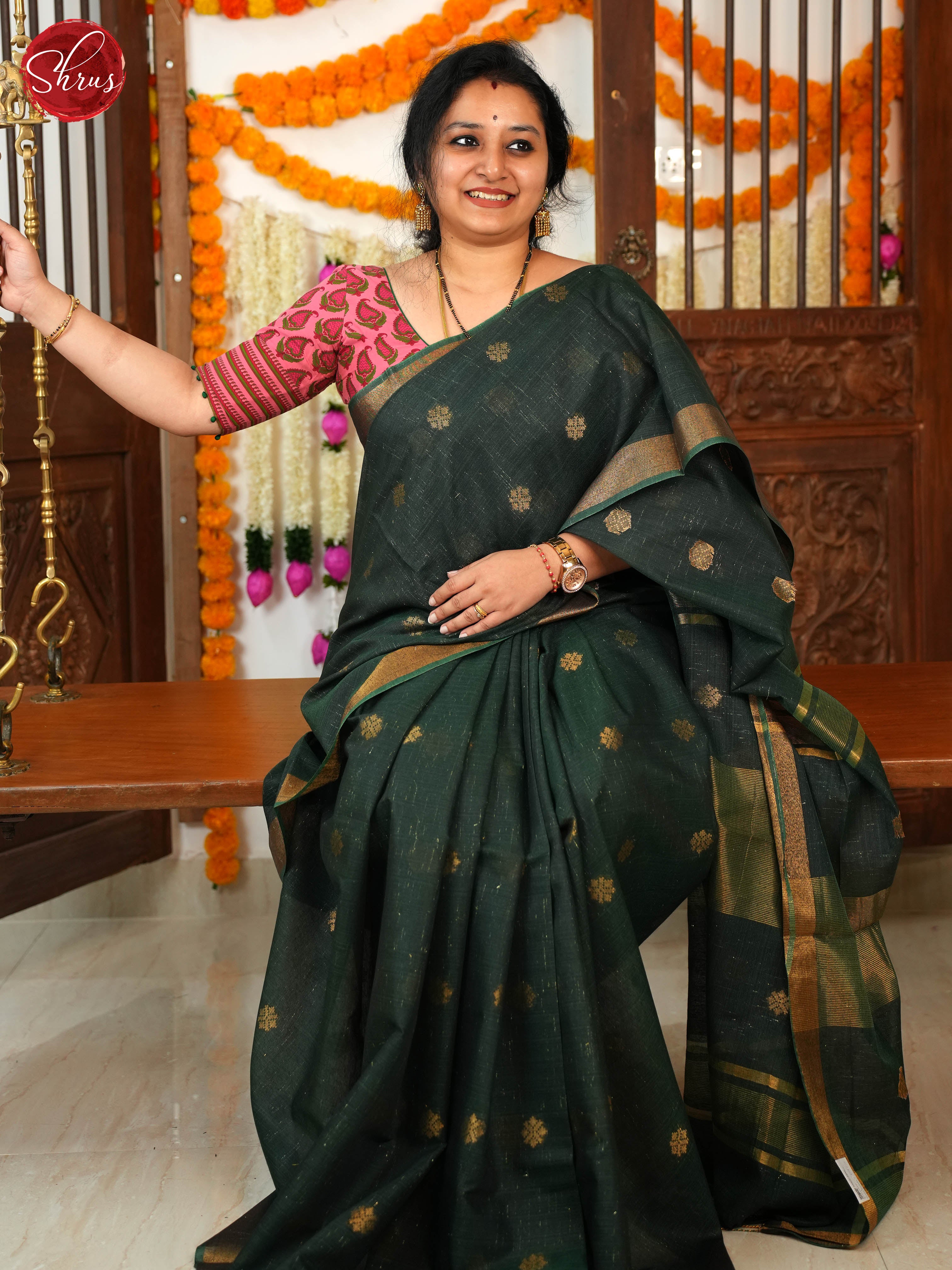 Green(Single Tone) - Semi Tussar Saree - Shop on ShrusEternity.com