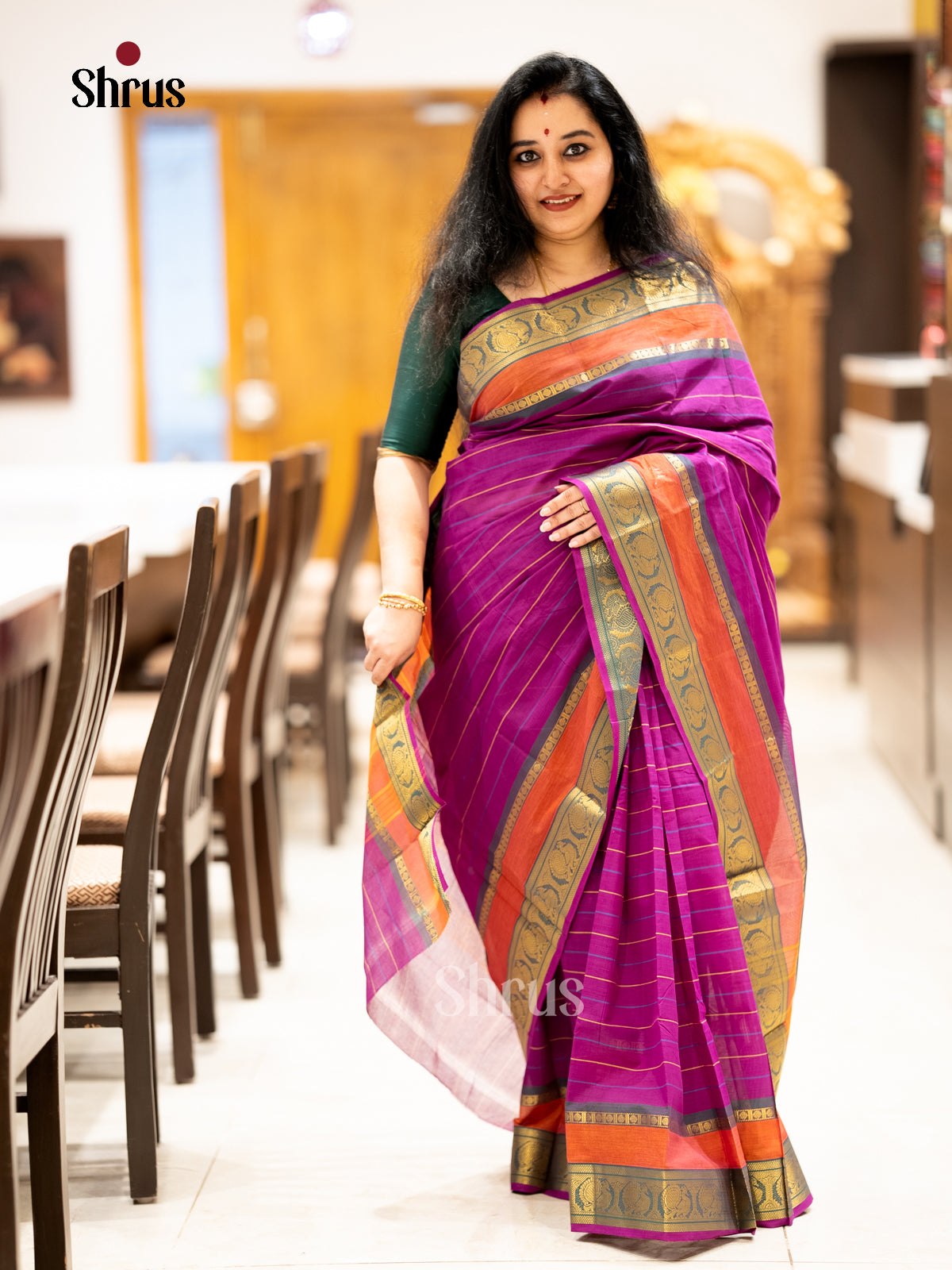 EBS02054 - Chettinad Cotton-Without Blouse - Saree - Shop on Shrus.com