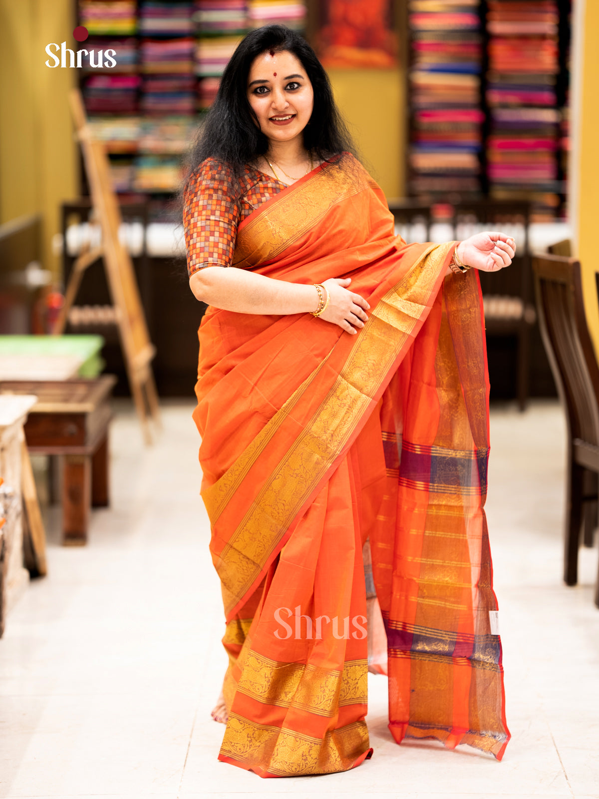 EBS02165 - Chettinad Cotton-Without Blouse - Saree - Shop on Shrus.com