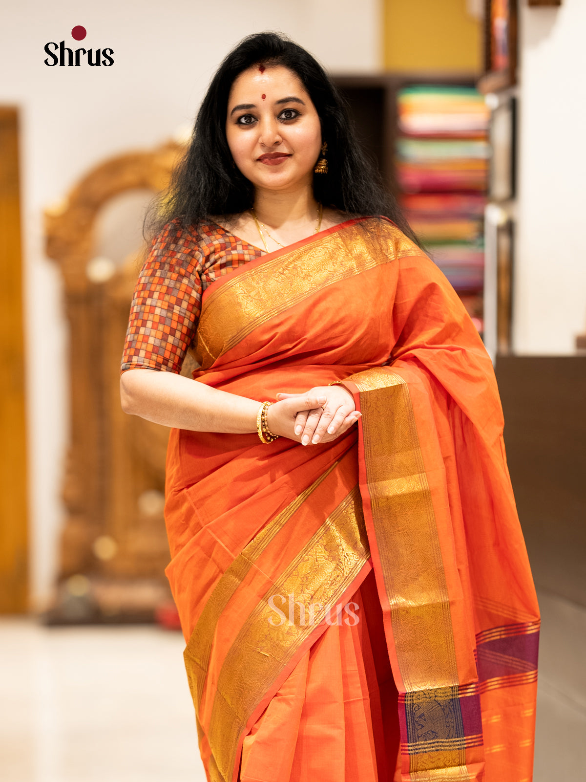 EBS02165 - Chettinad Cotton-Without Blouse - Saree - Shop on Shrus.com
