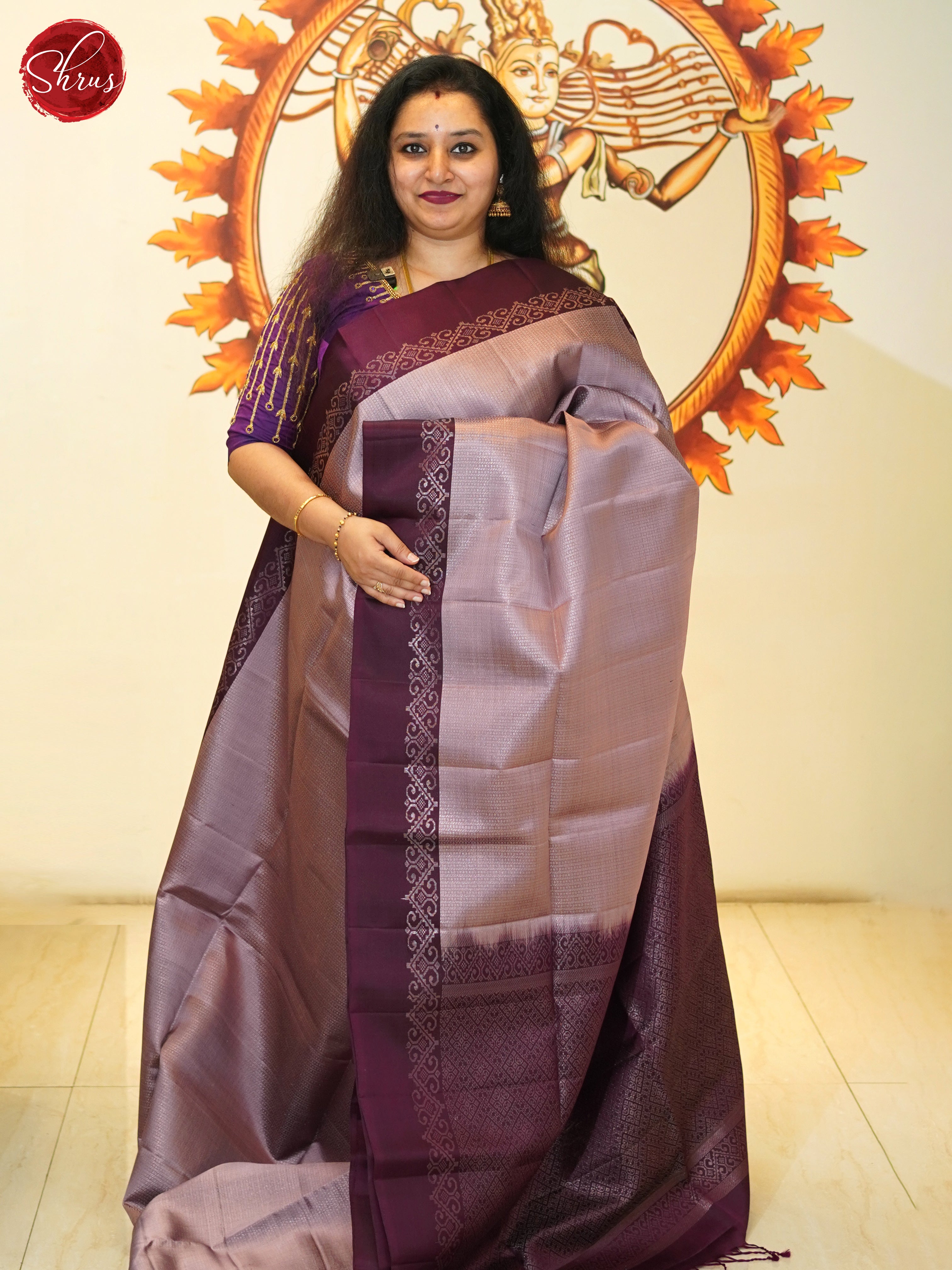 Dusty Pink & Wine - Soft Silk Saree - Shop on ShrusEternity.com