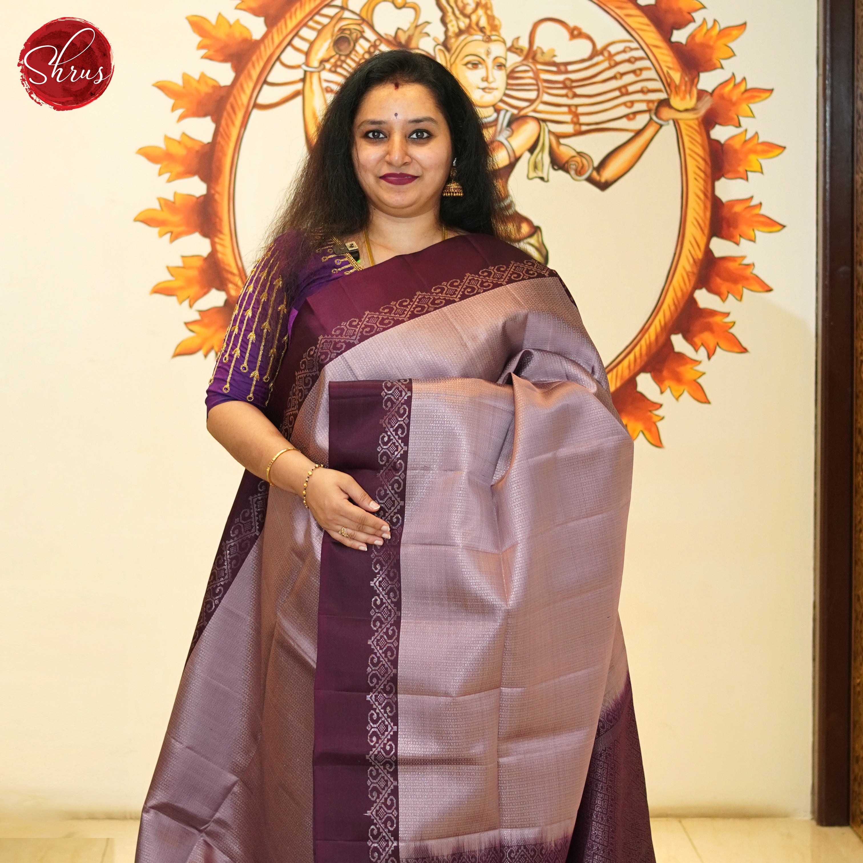 Dusty Pink & Wine - Soft Silk Saree - Shop on ShrusEternity.com
