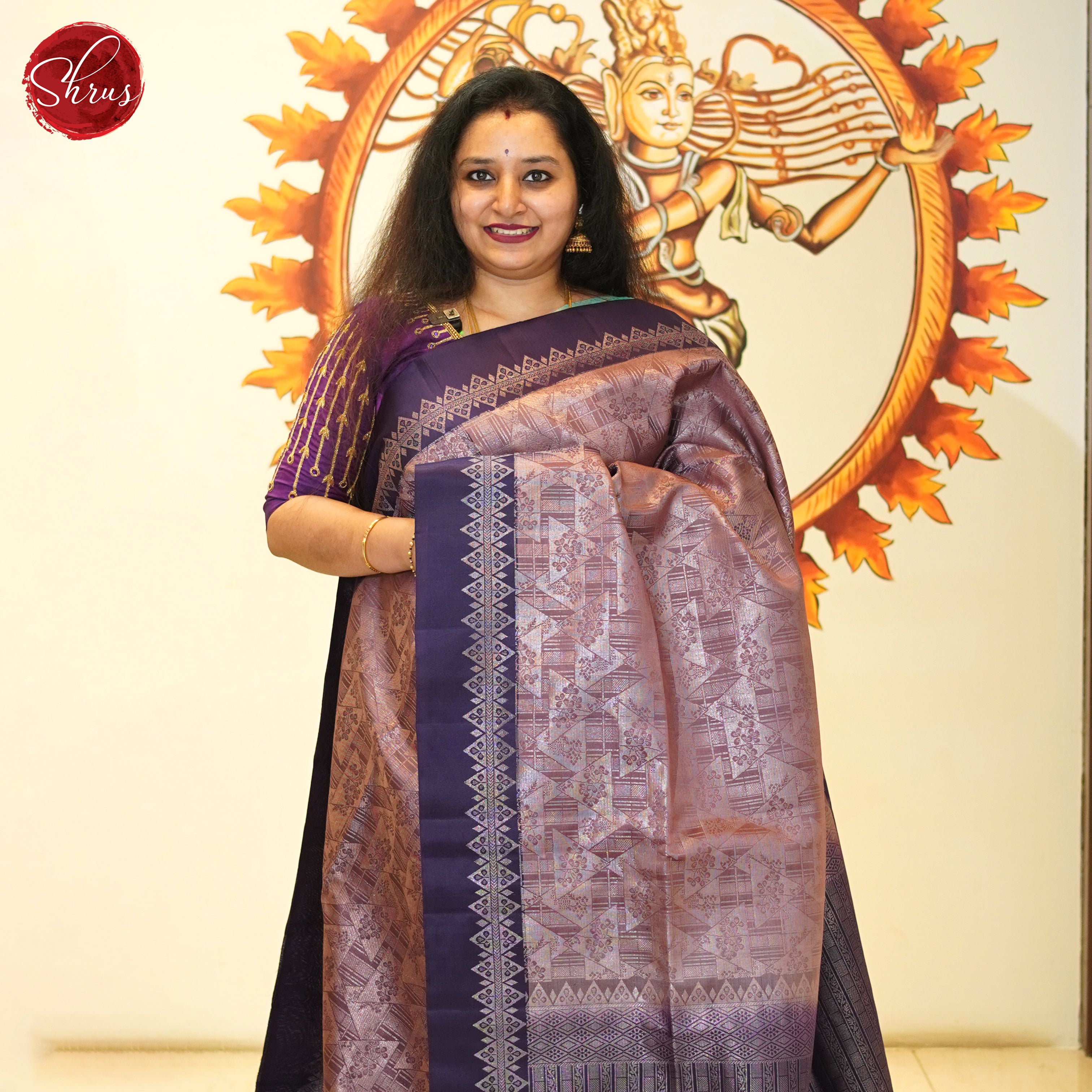 Brown & Wine - Soft Silk Saree - Shop on ShrusEternity.com
