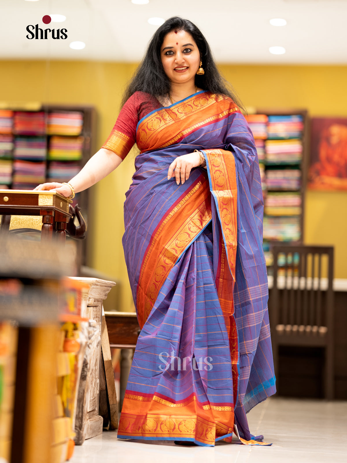 EBS02056 - Chettinad Cotton-Without Blouse - Saree - Shop on Shrus.com