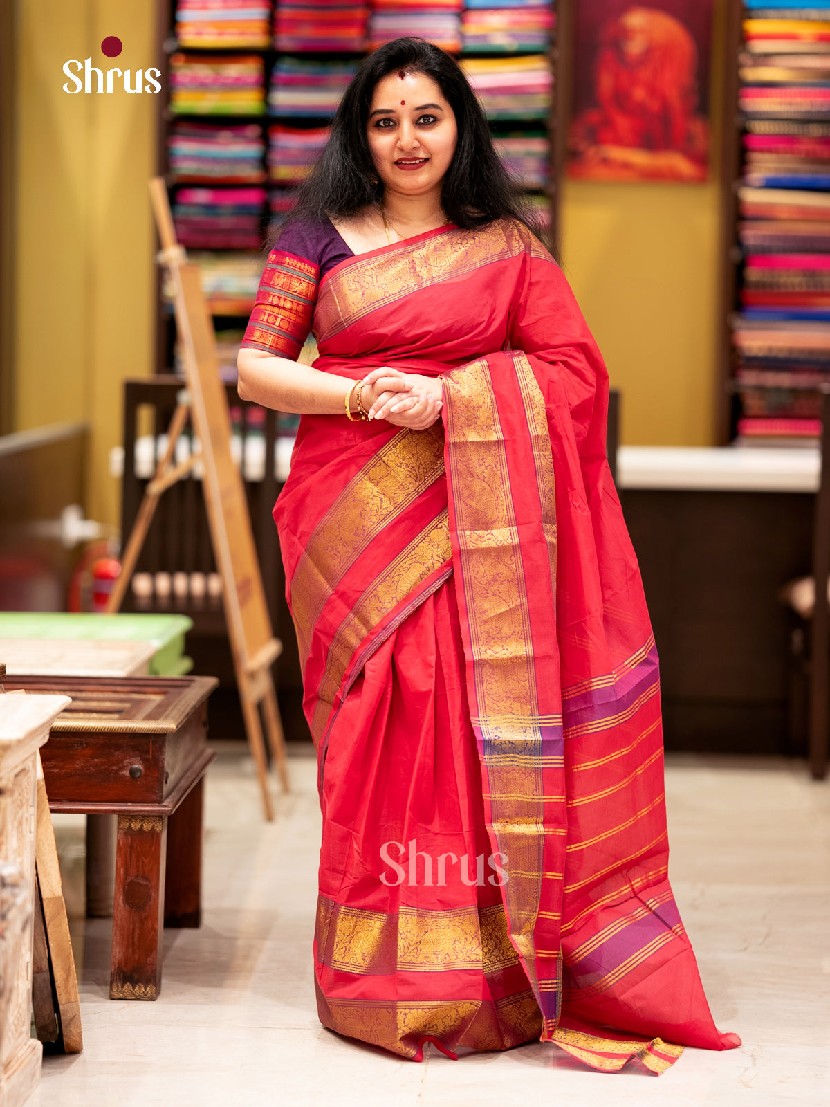 EBS02163 - Chettinad Cotton-Without Blouse - Saree - Shop on Shrus.com
