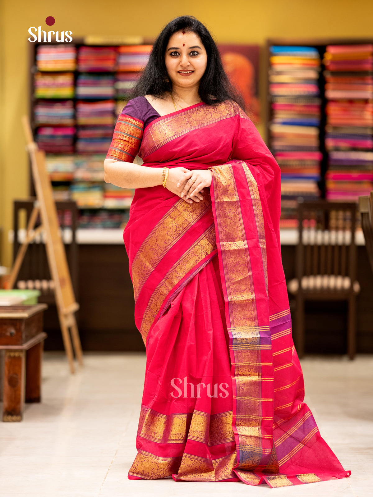 EBS02163 - Chettinad Cotton-Without Blouse - Saree - Shop on Shrus.com