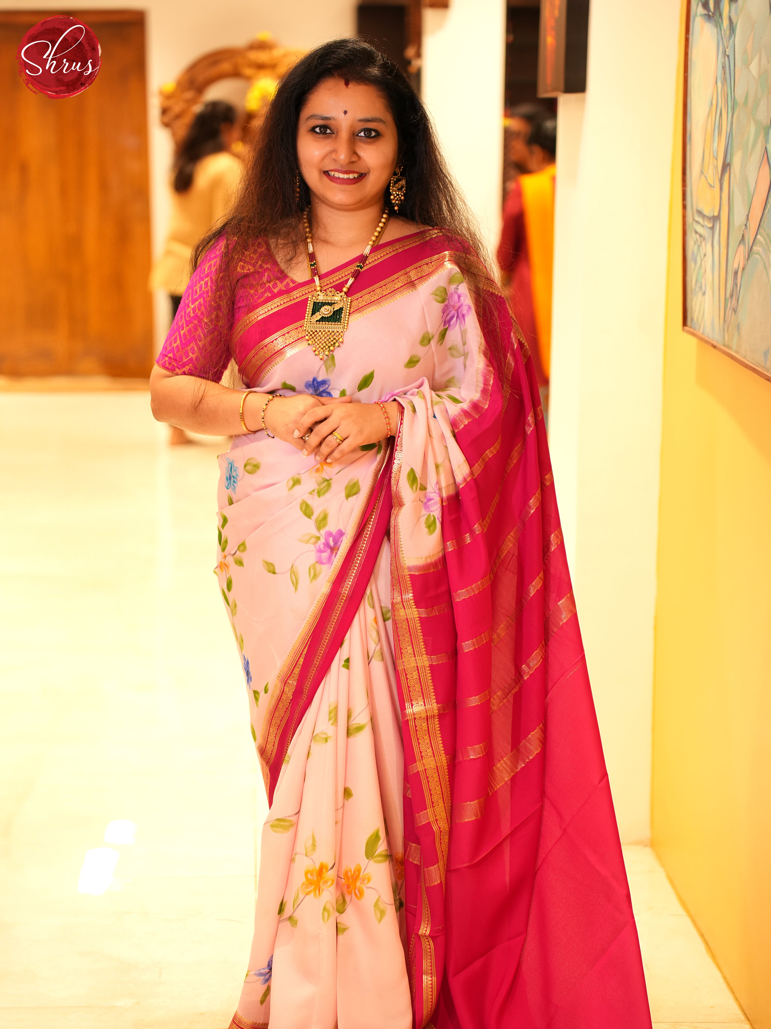 Baby Pink & Pink - Mysore Silk Saree - Shop on ShrusEternity.com