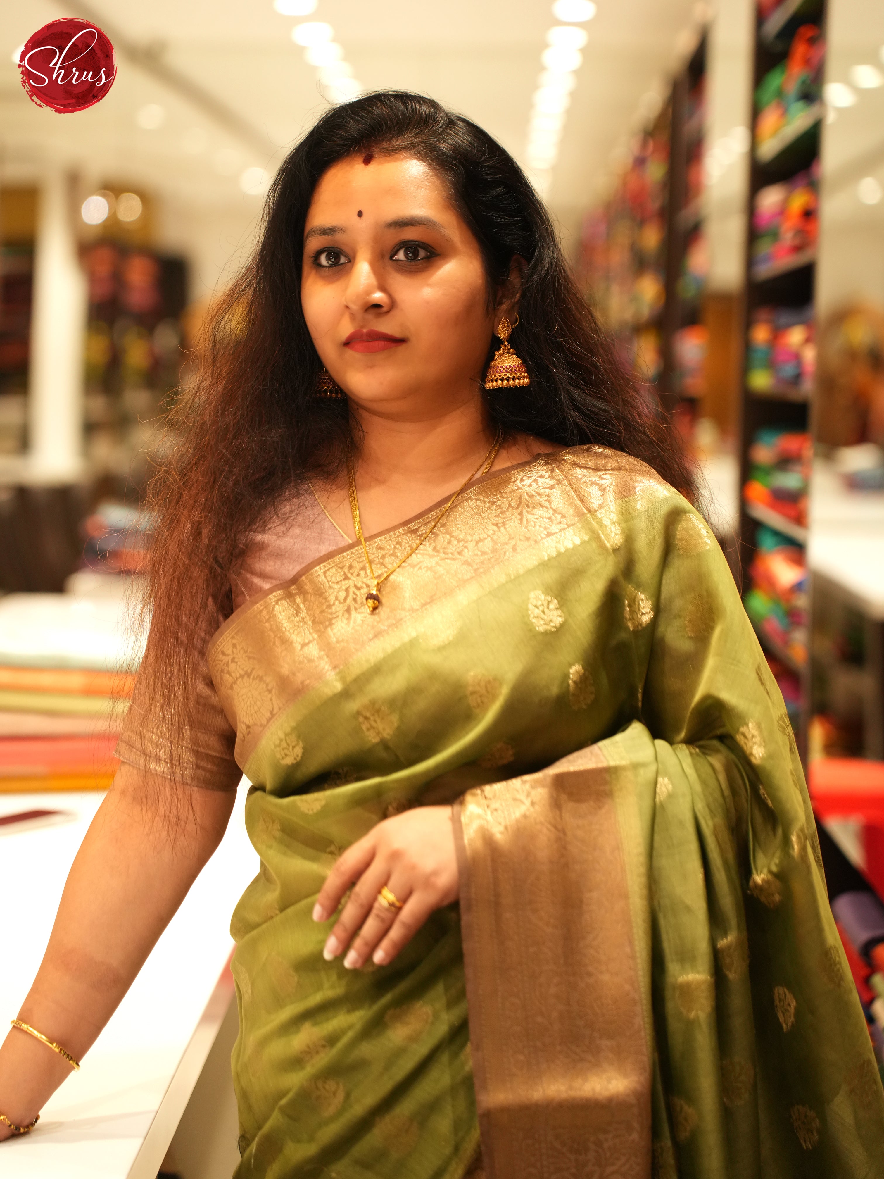 Green And Brown-North Silk Cotton Saree - Shop on ShrusEternity.com