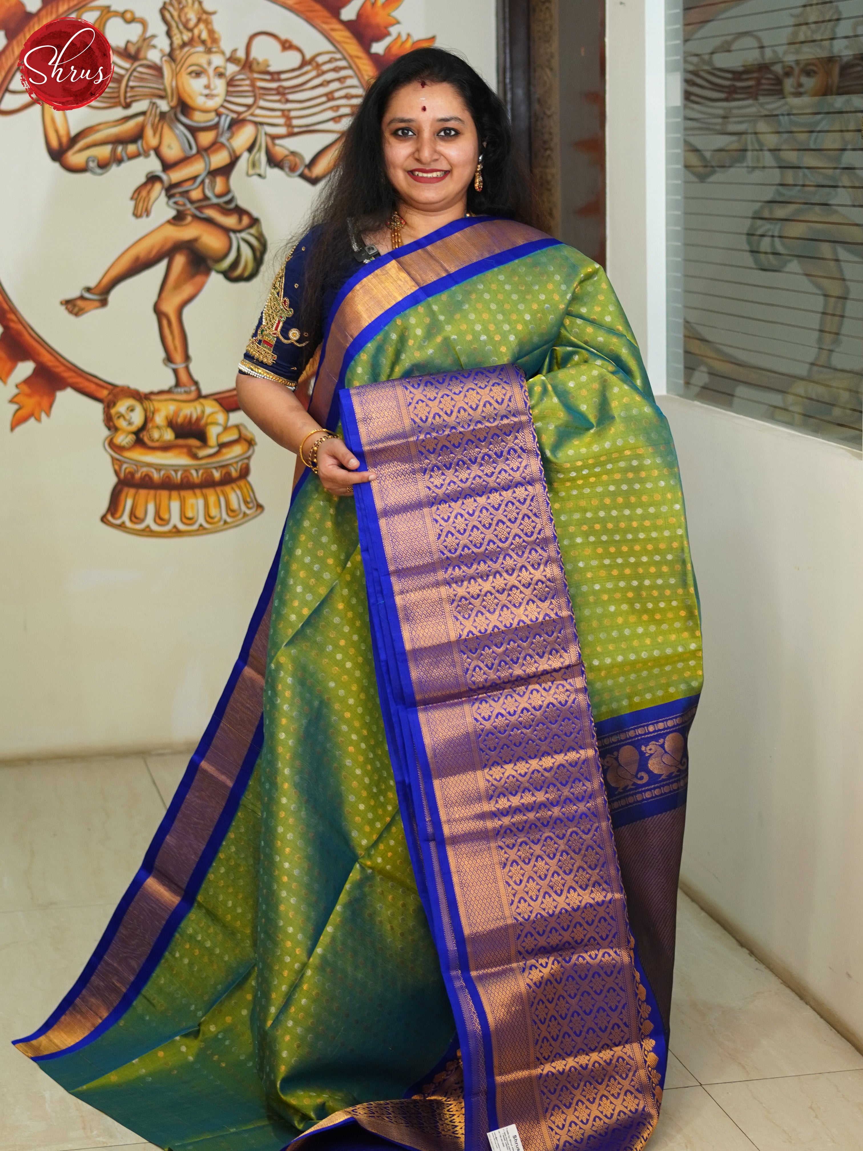 Green & Blue - Silk Cotton Saree - Shop on ShrusEternity.com