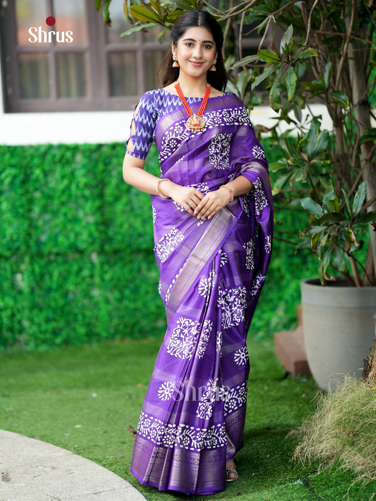 Purple - Semi Crepe - Saree- EAS30555 - Shop on Shrus.com