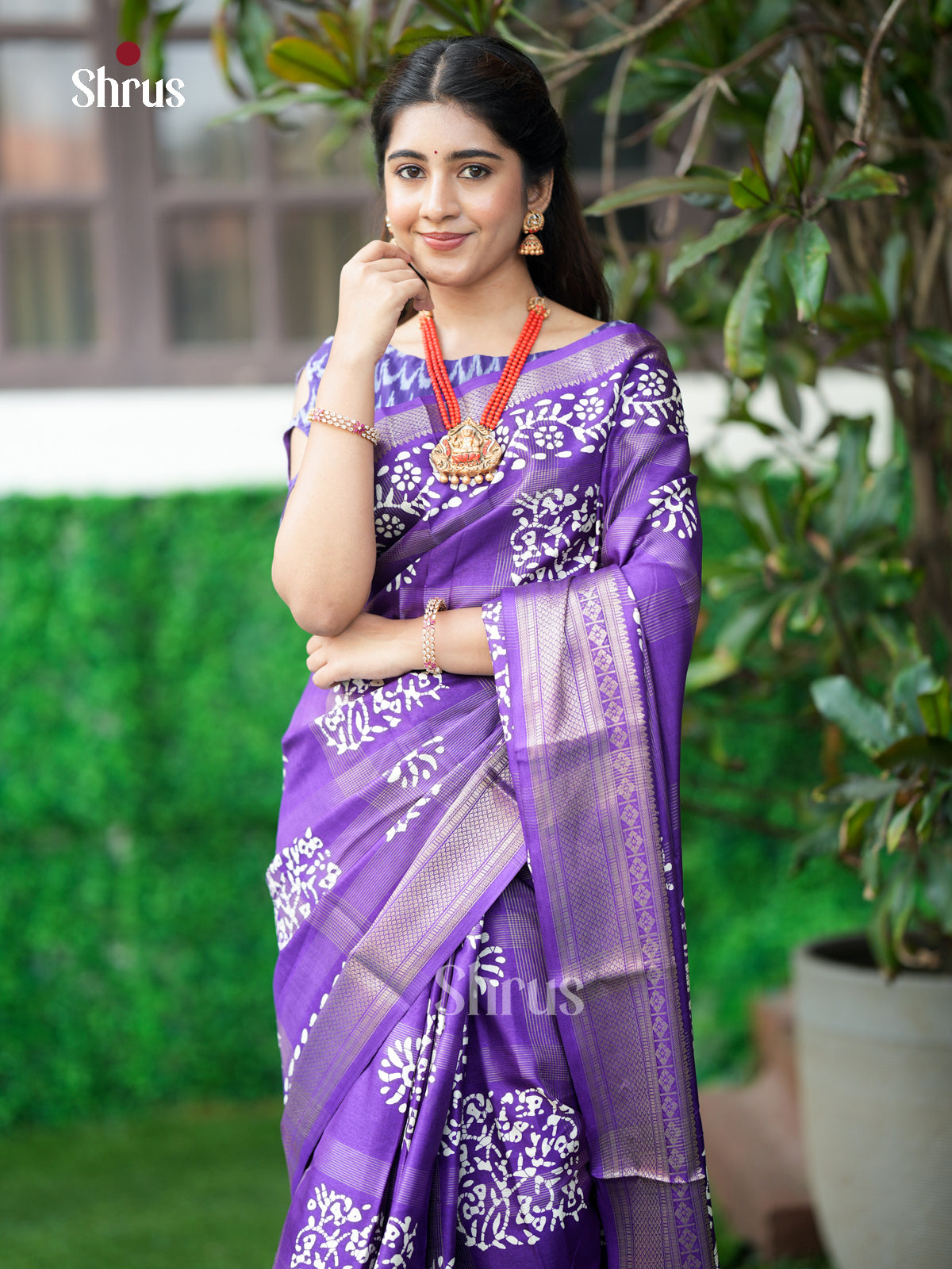 Purple - Semi Crepe - Saree- EAS30555 - Shop on Shrus.com