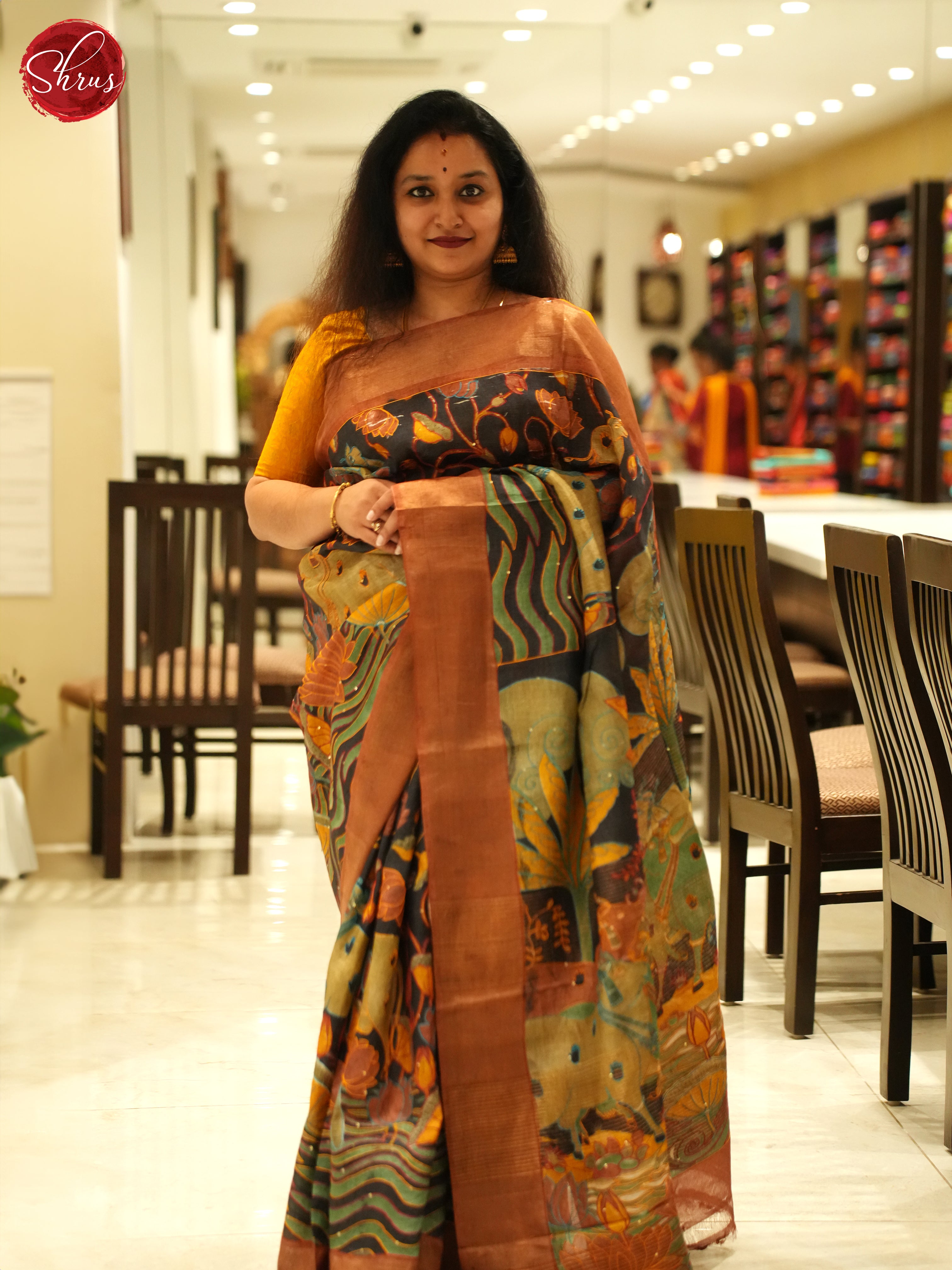 Black And Brown- Tussar Saree - Shop on ShrusEternity.com