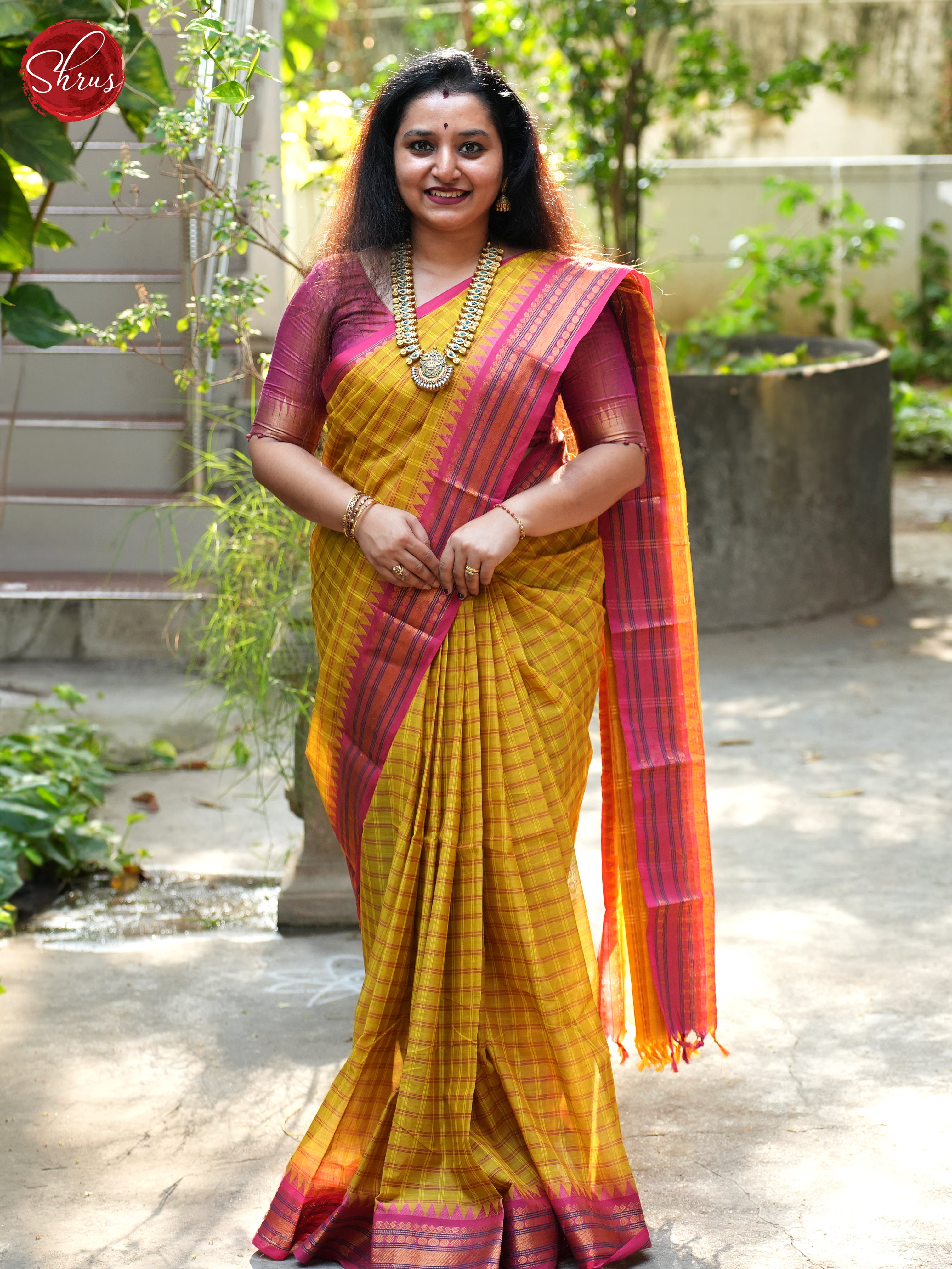 Manthulir Green & Pink - Chettinad Cotton Saree - Shop on ShrusEternity.com