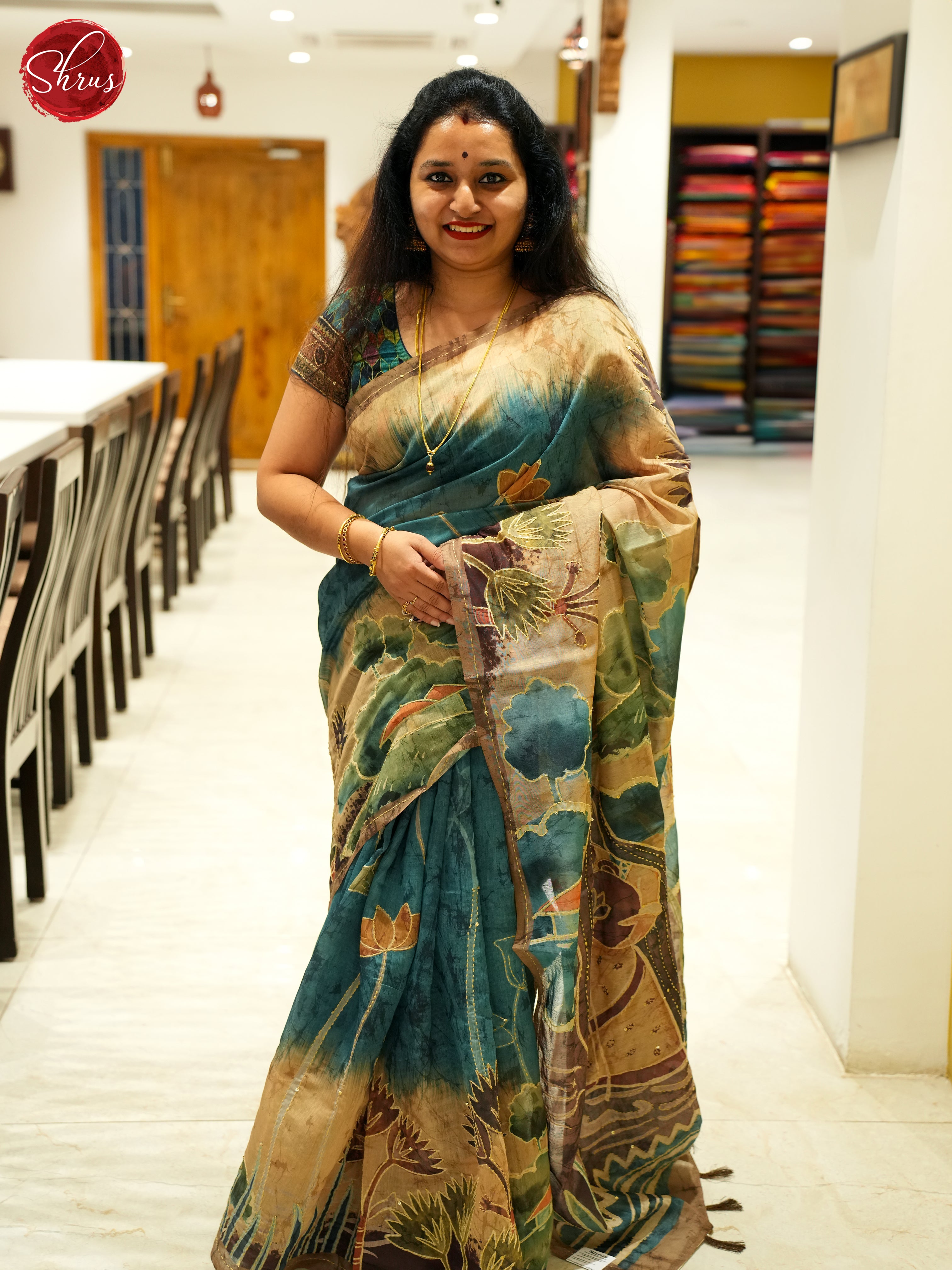 Beige And Aqua Blue - Semi Kantha - Shop on ShrusEternity.com