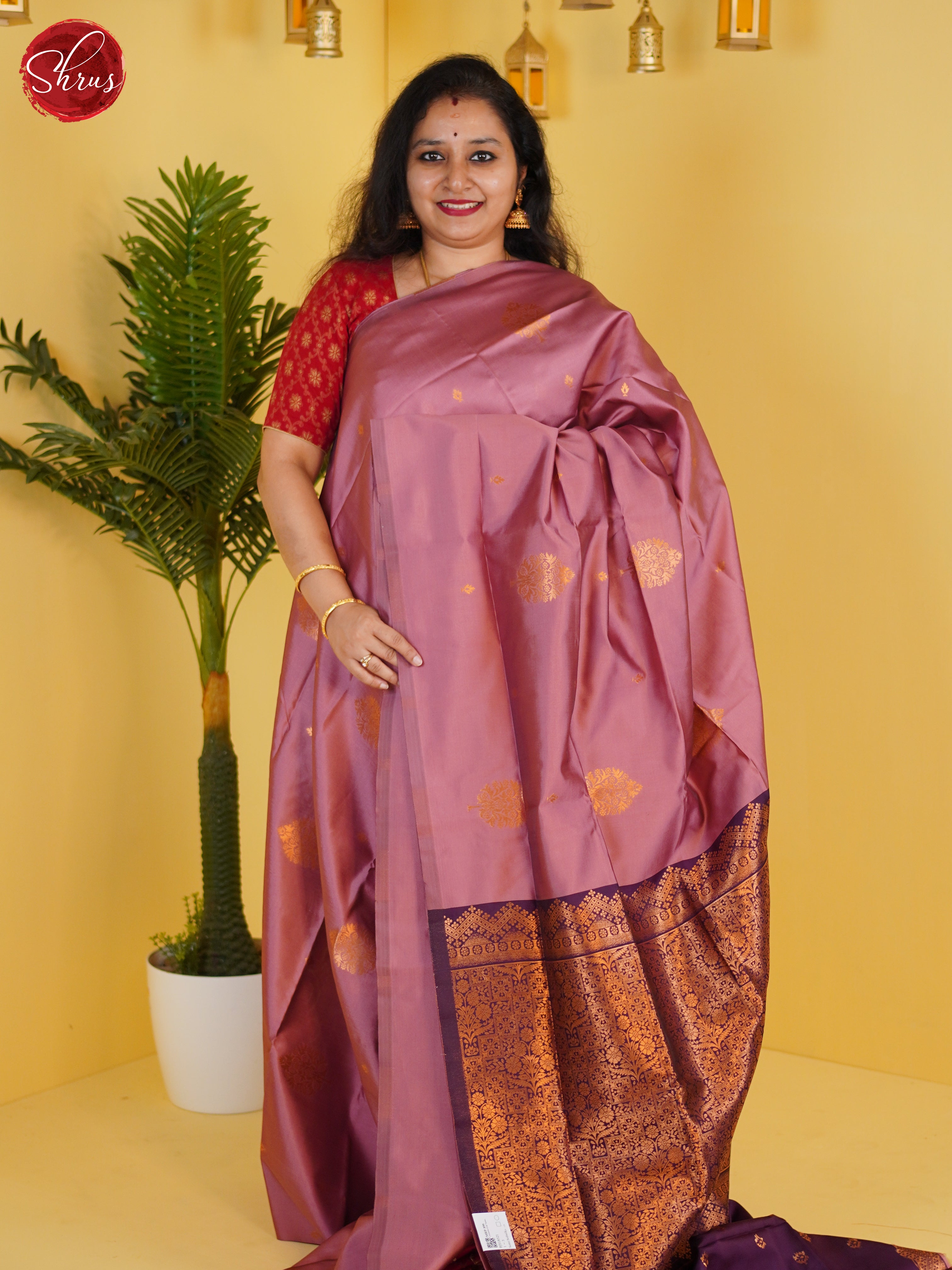 Onion pink & Purple - Semi Softsilk Saree - Shop on ShrusEternity.com