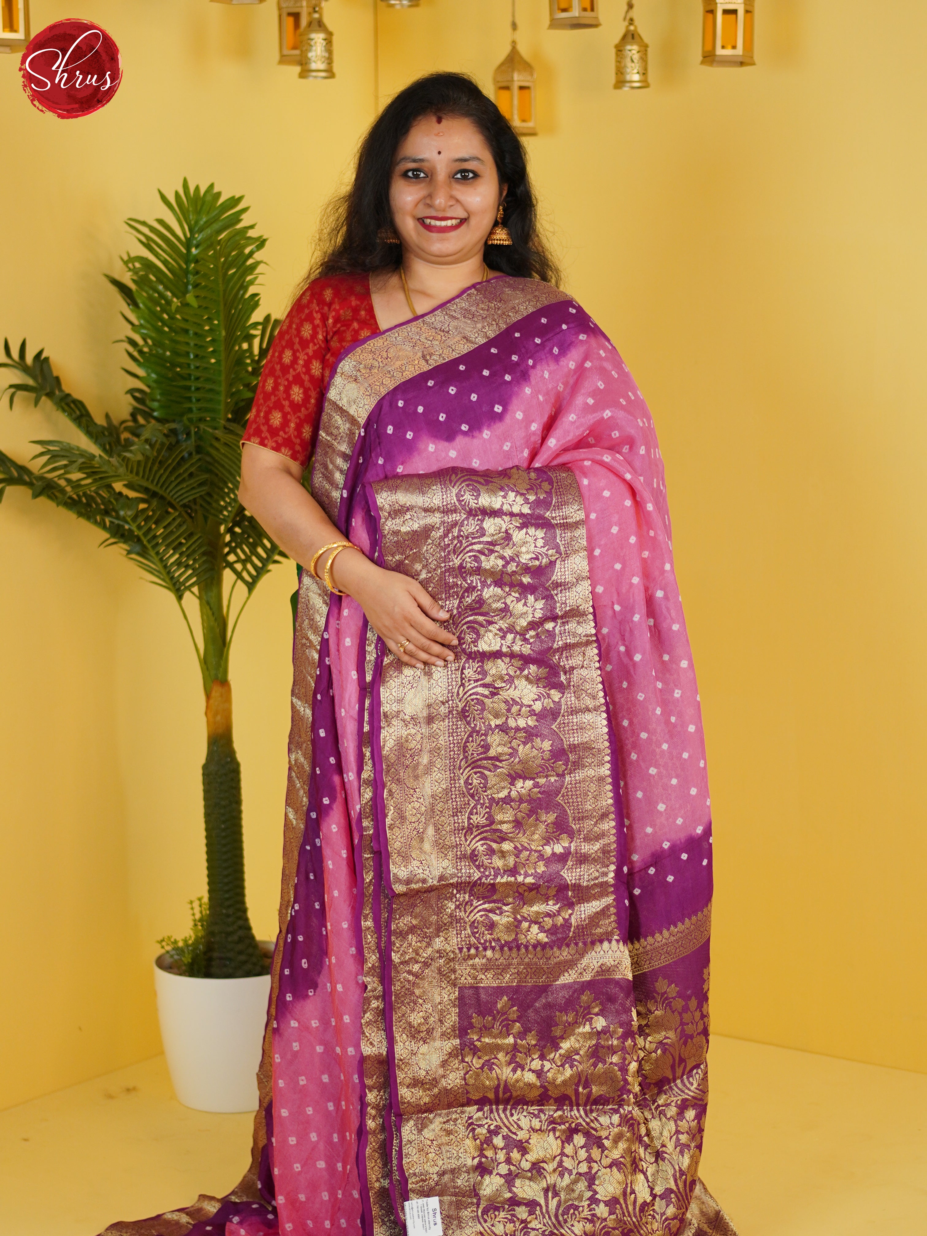 Pink & Majenta - Art Bandhini Saree - Shop on ShrusEternity.com