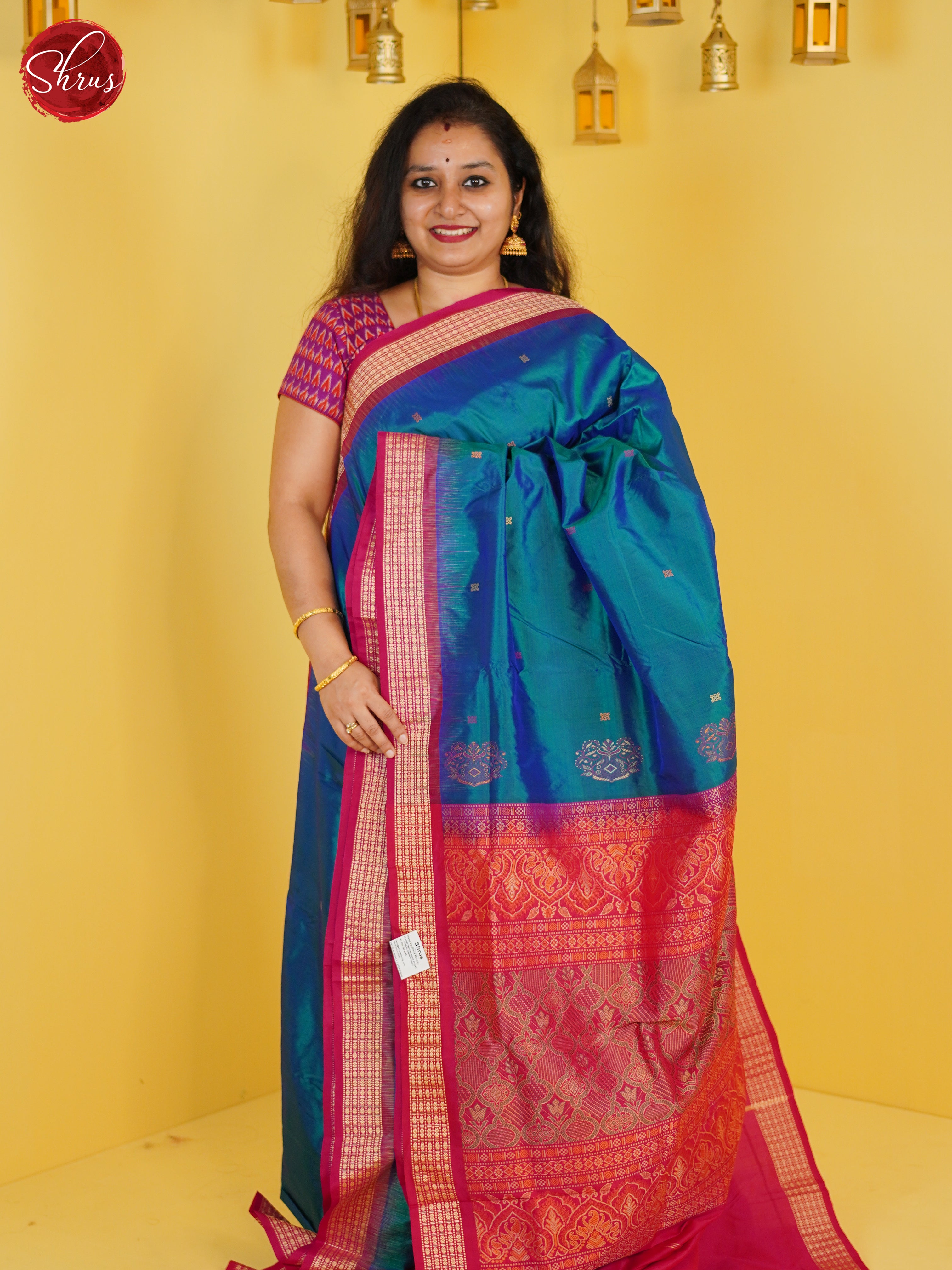 Peacock Blue & Pink - Odisha Sambalpuri silk Saree - Shop on ShrusEternity.com