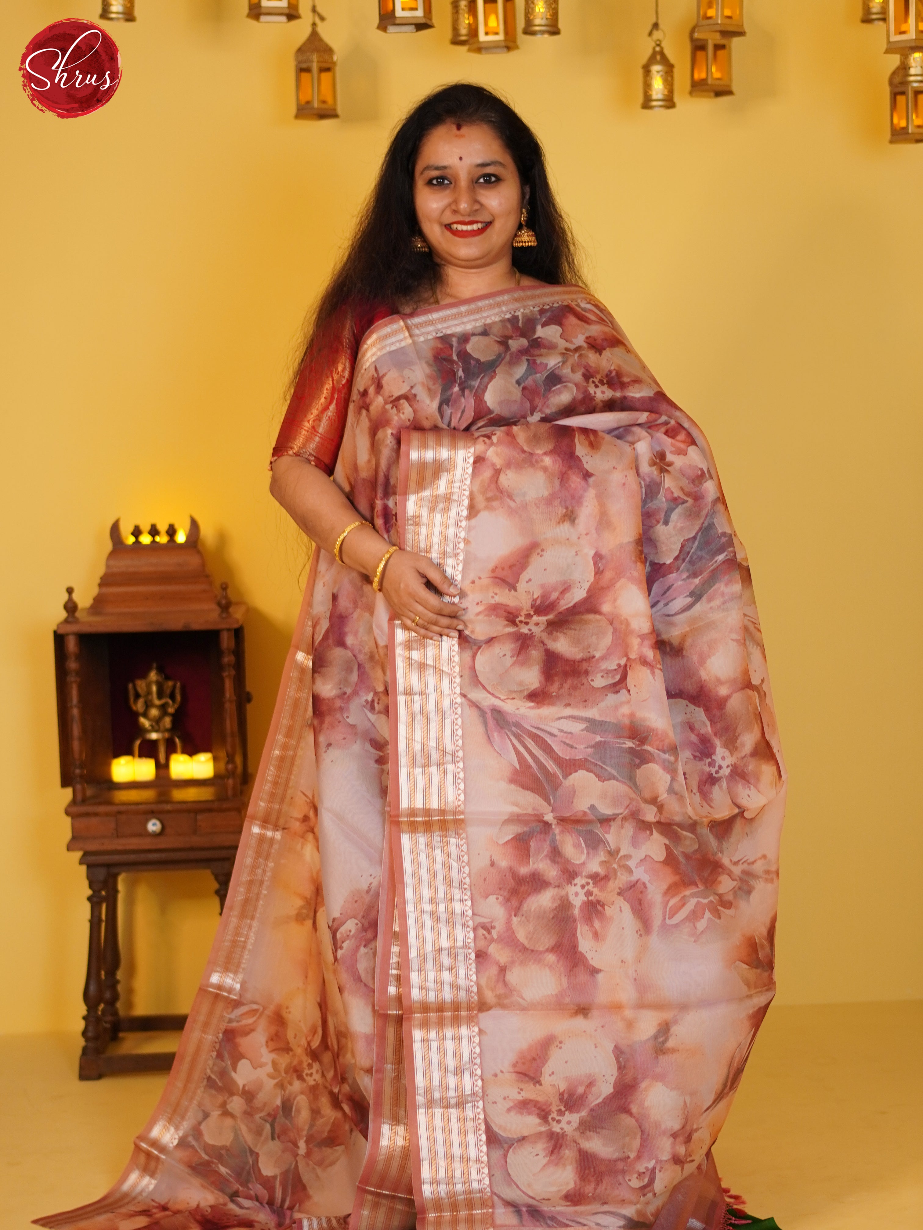 Dusty pink(single tone) - Organza Saree - Shop on ShrusEternity.com