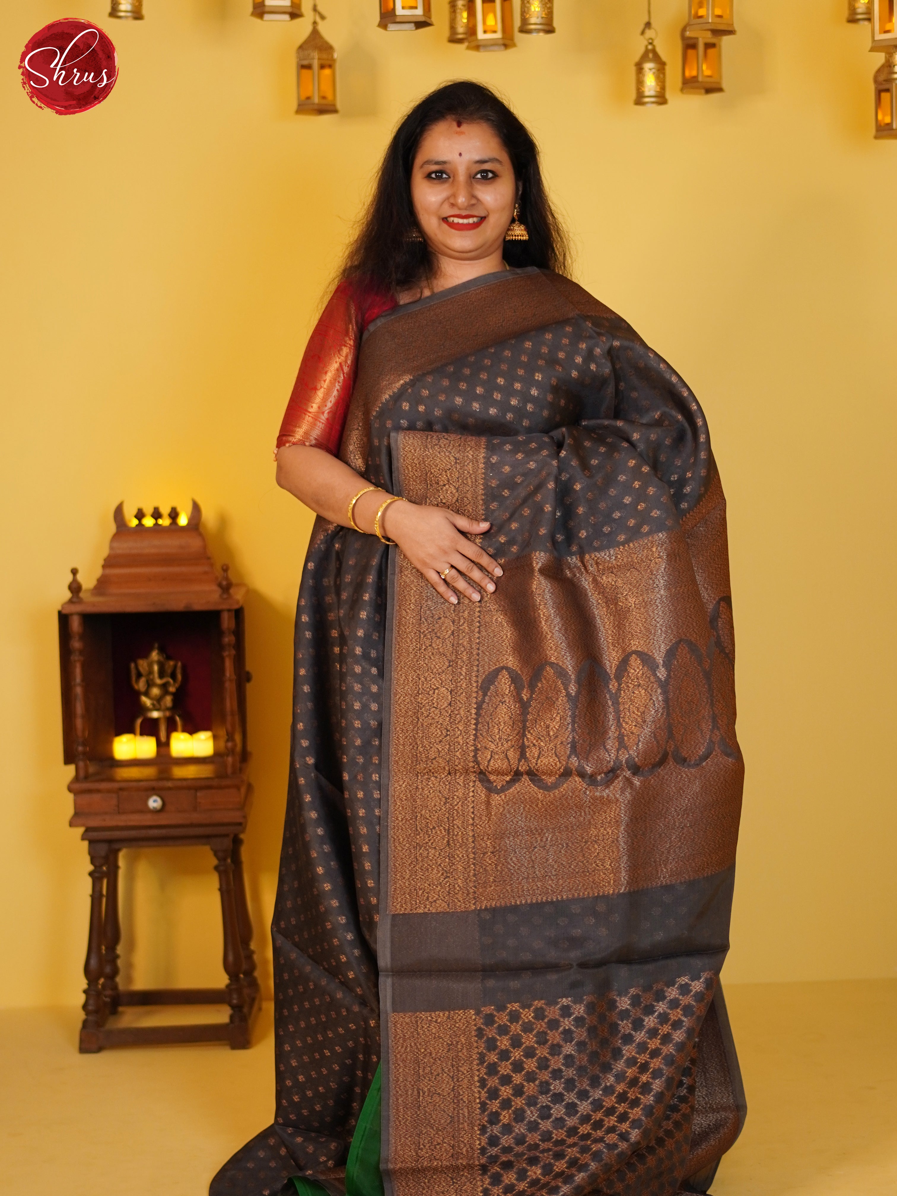 Grey(Single Tone) - Organza Saree - Shop on ShrusEternity.com
