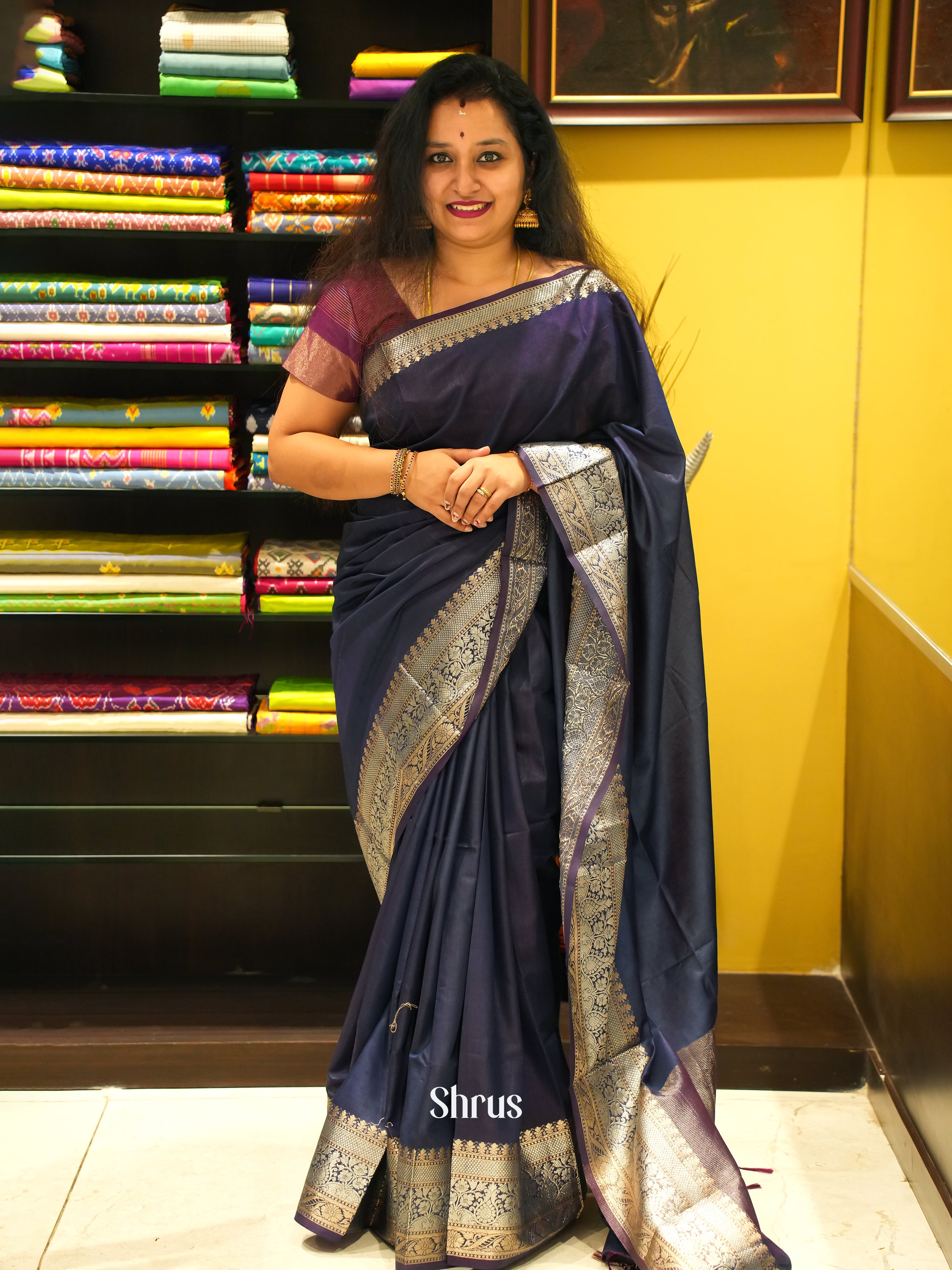 Violet(Single Tone) - Semi Tussar Saree - Shop on ShrusEternity.com