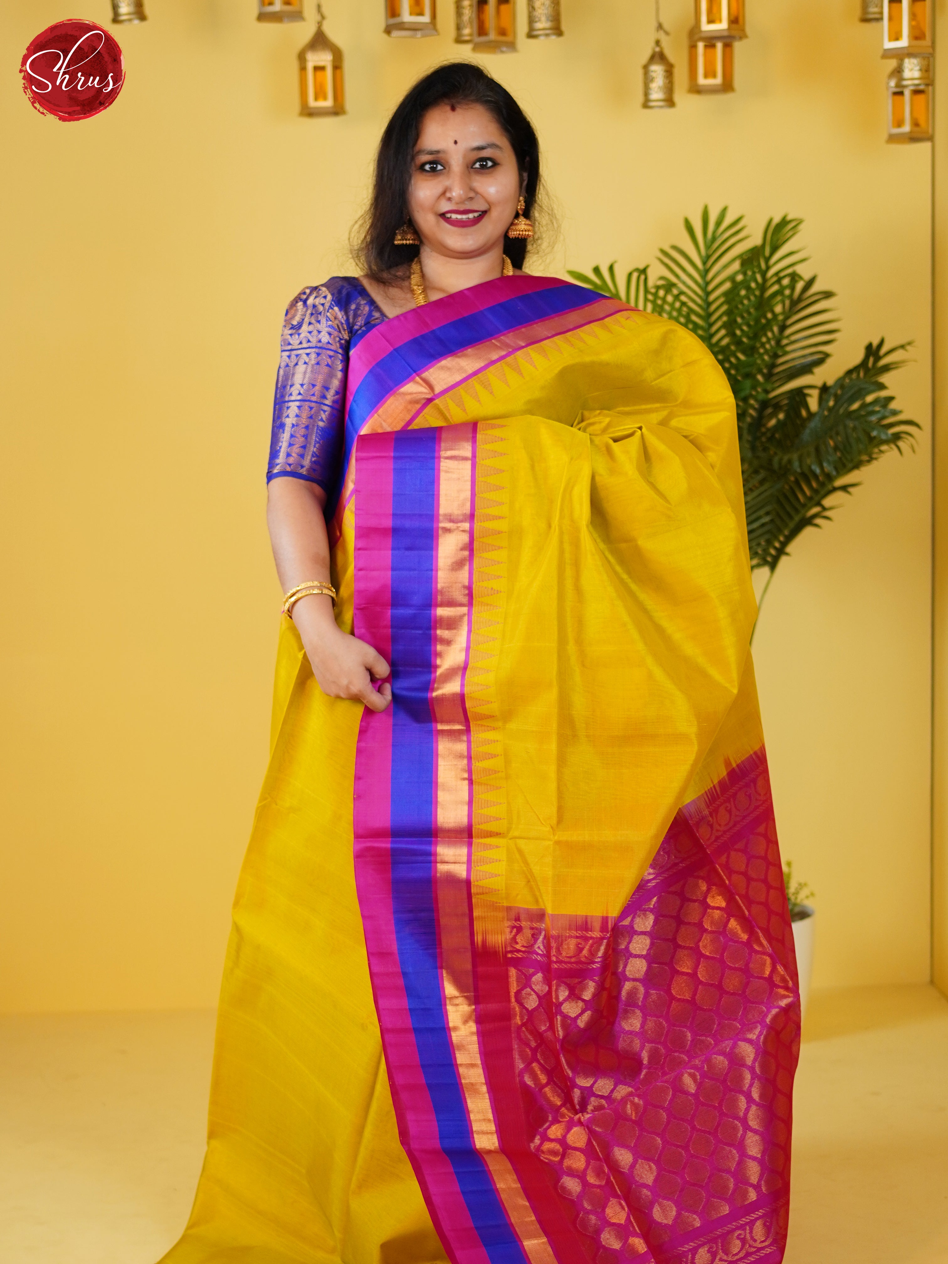 Green & Pink - Silk Cotton Saree - Shop on ShrusEternity.com
