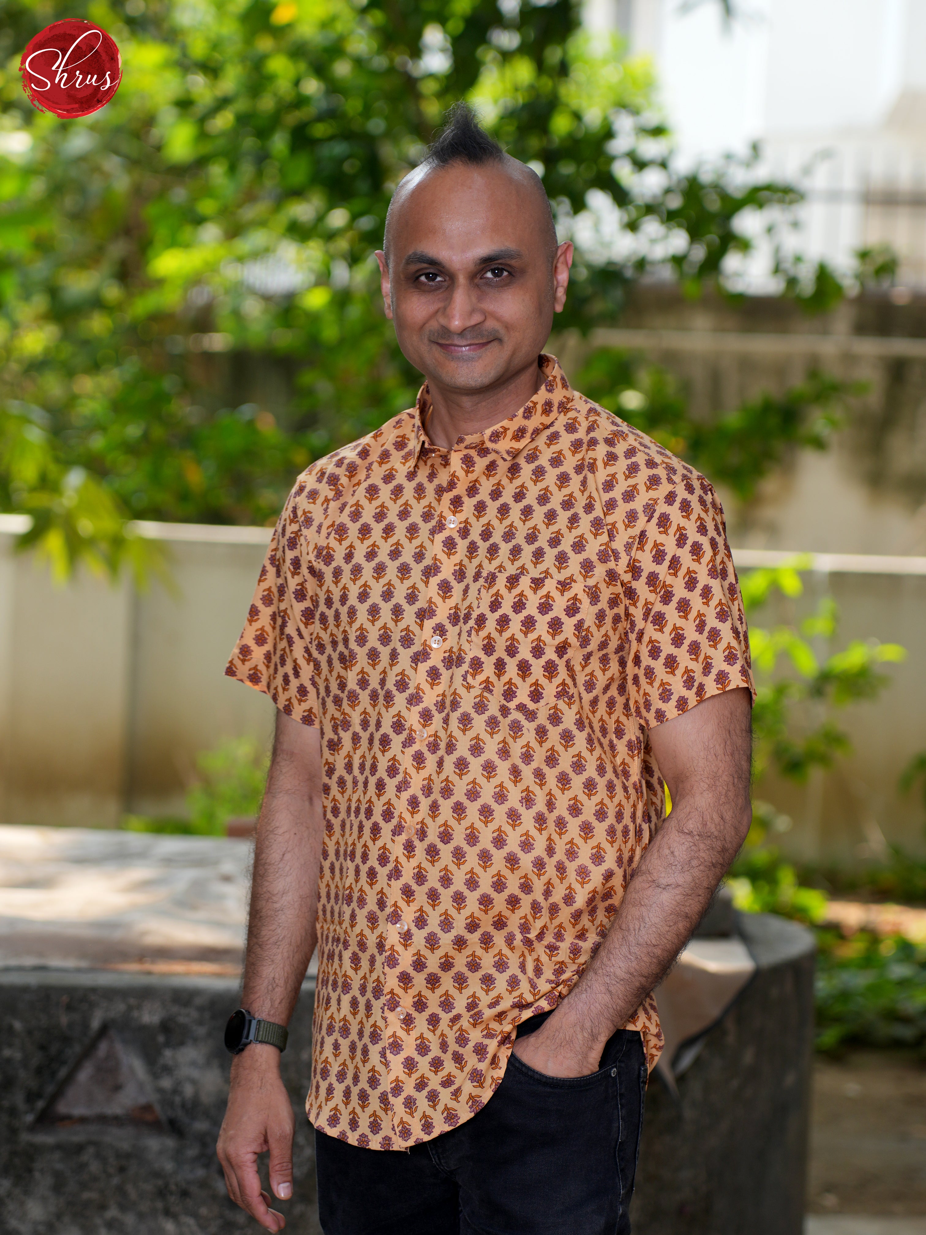 Brown- Block Print Shirts - Shop on ShrusEternity.com