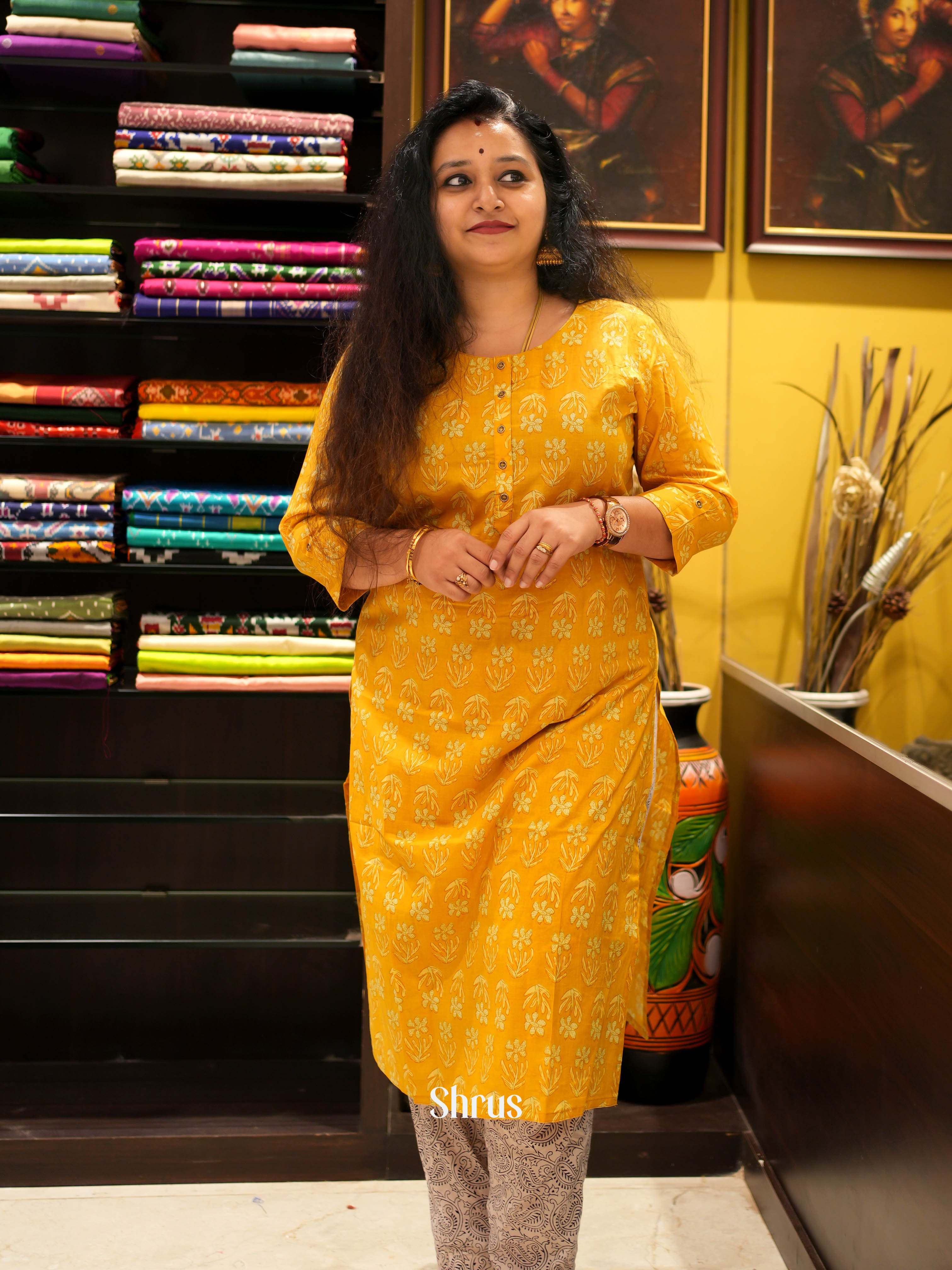 Mustard - Readymade Kurti - Shop on ShrusEternity.com