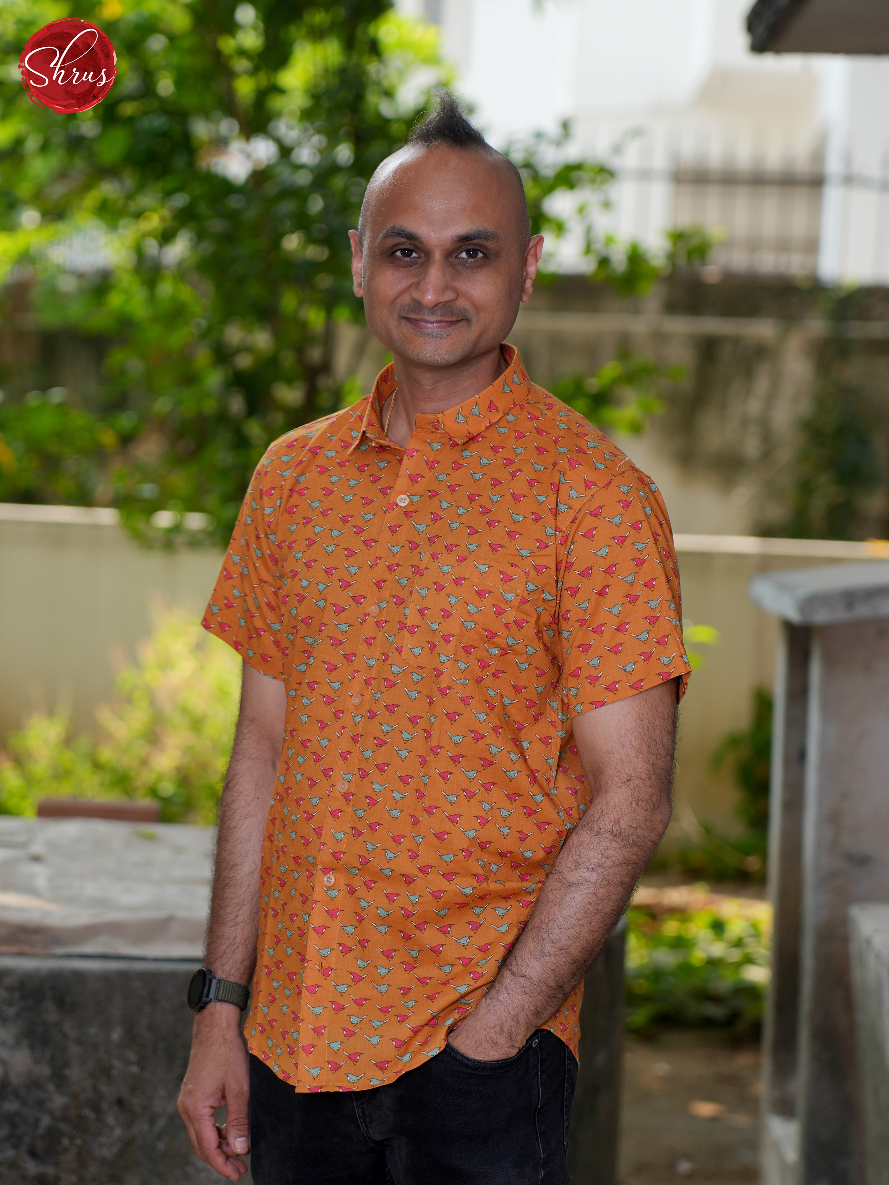 Orange- Block Print Shirts - Shop on ShrusEternity.com