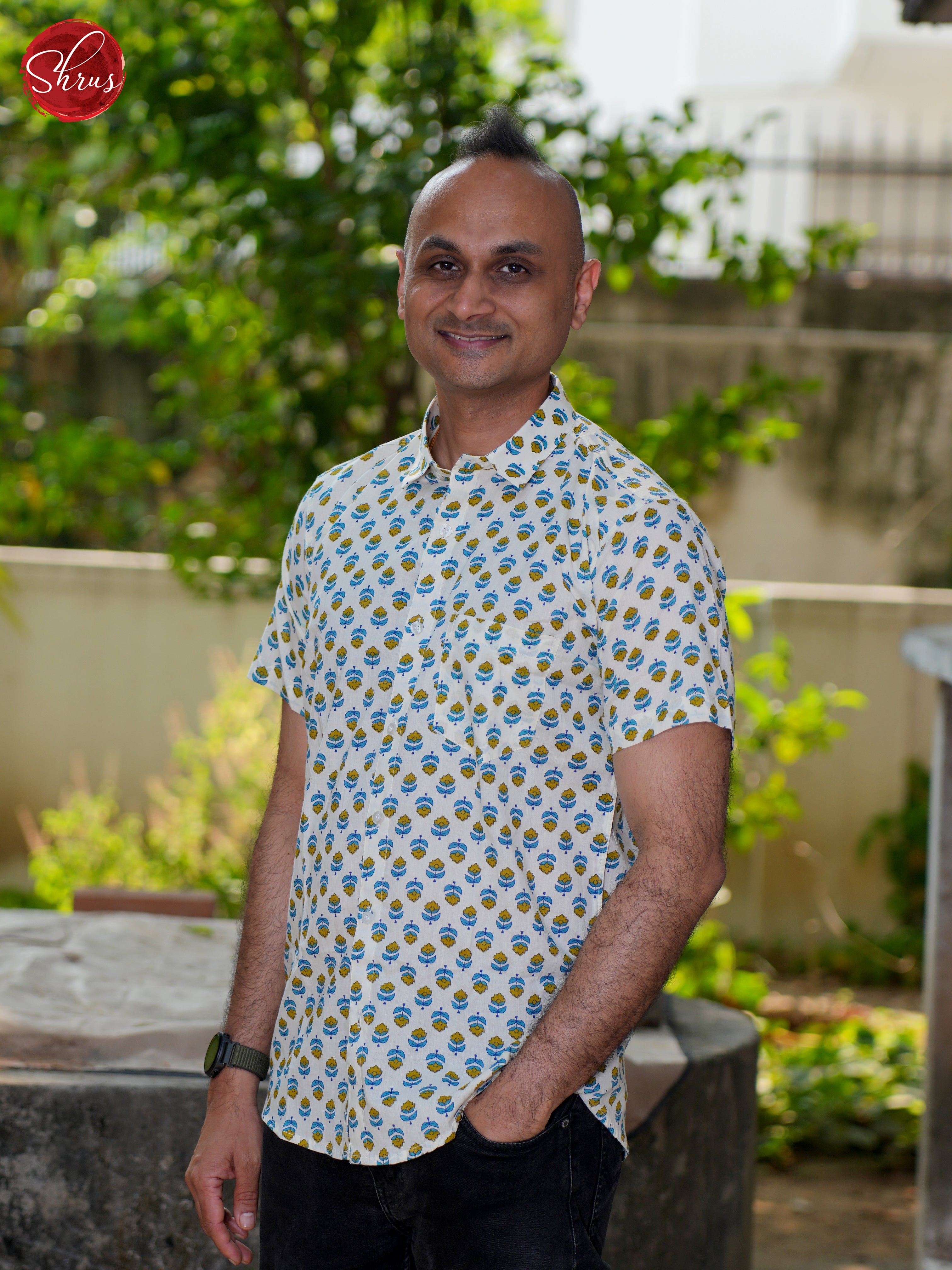 Cream & Blue - Block Print Shirts - Shop on ShrusEternity.com