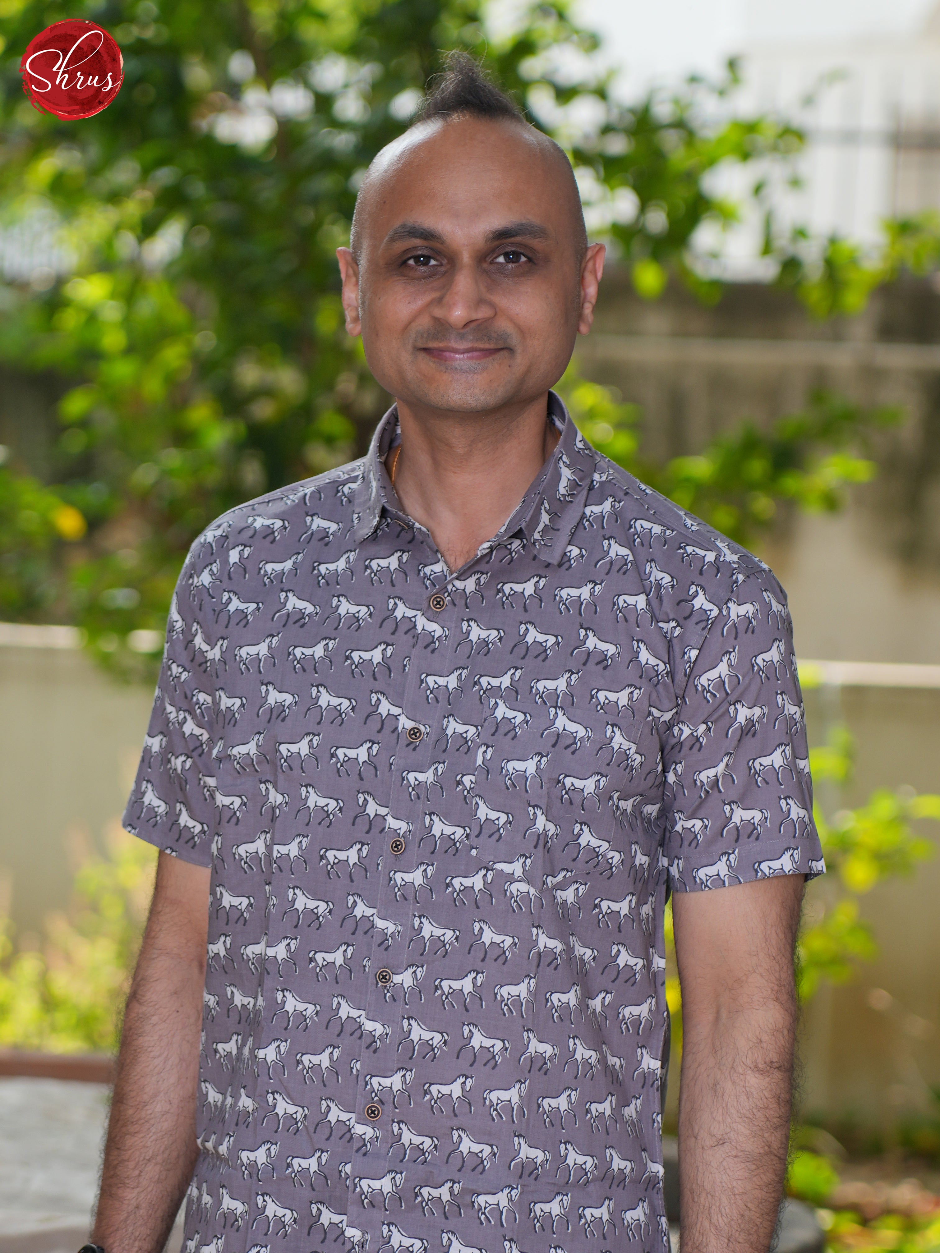 Grey- Block Print Shirts - Shop on ShrusEternity.com