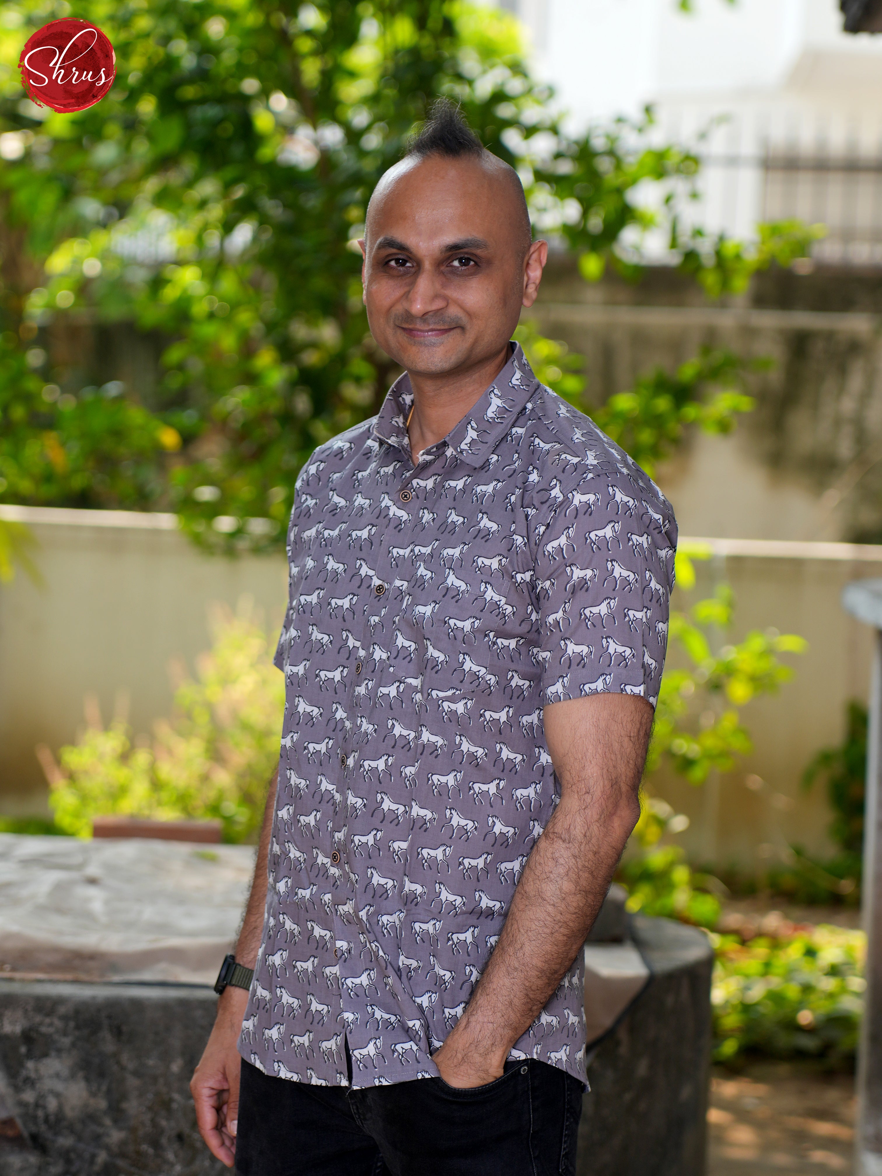 Grey- Block Print Shirts - Shop on ShrusEternity.com