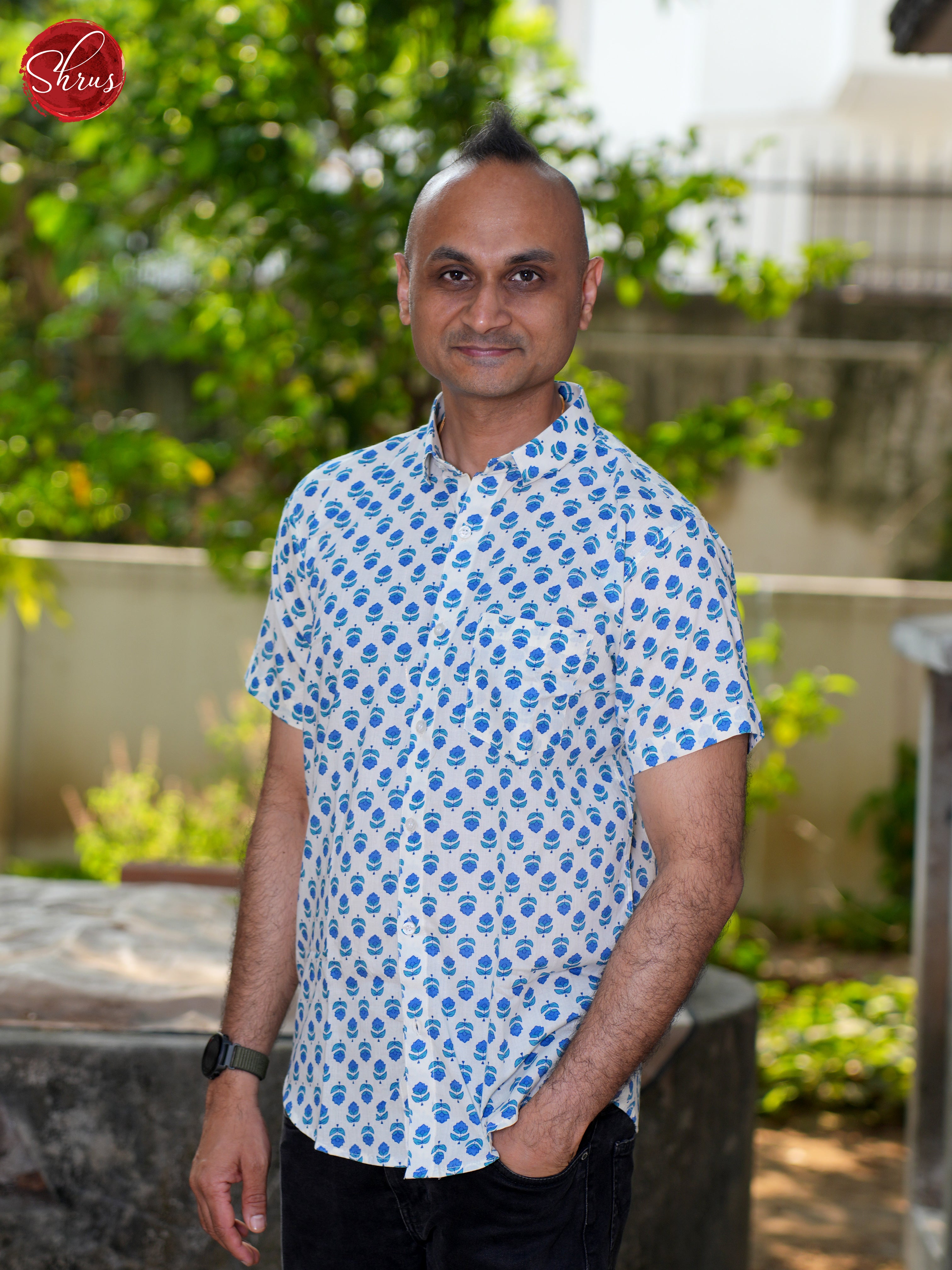 White & Blue - Block Print Shirts - Shop on ShrusEternity.com