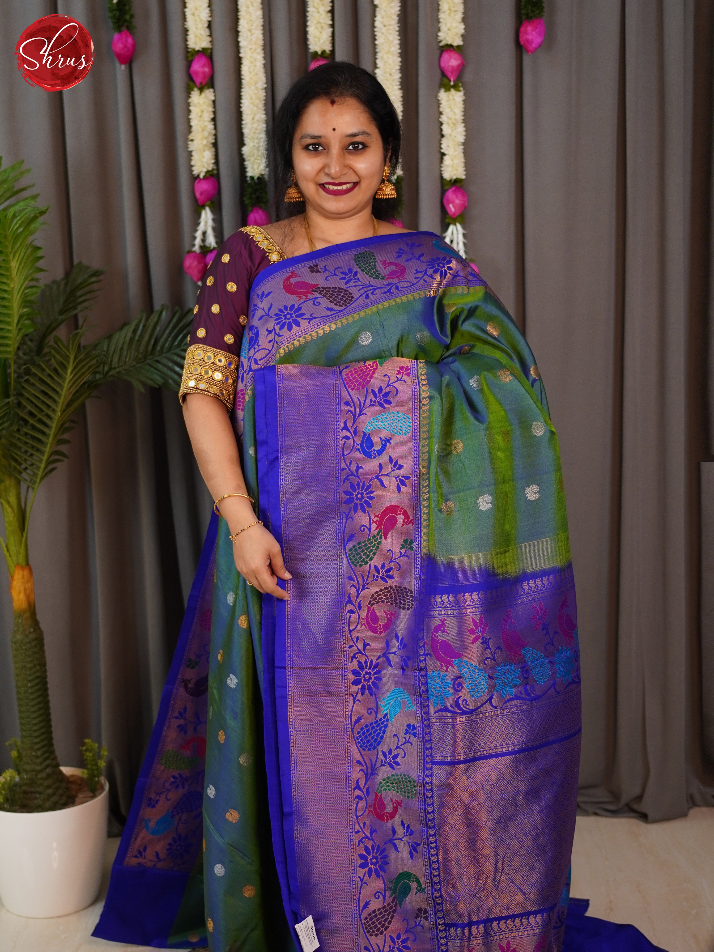 Green & Blue - Gadwal silk Saree - Shop on ShrusEternity.com