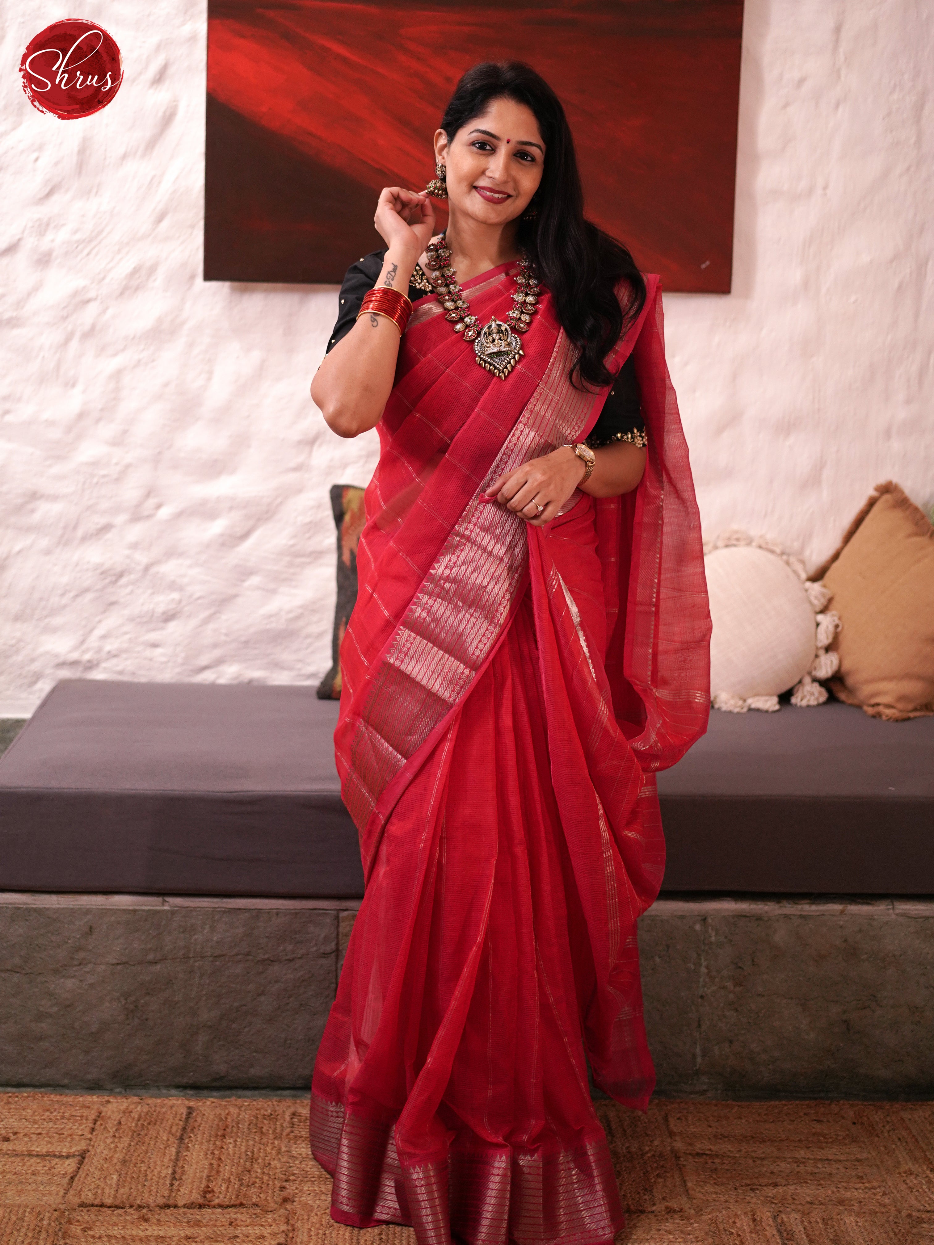 Pink(Single Tone)- Managalagiri Silk Cotton Saree - Shop on ShrusEternity.com