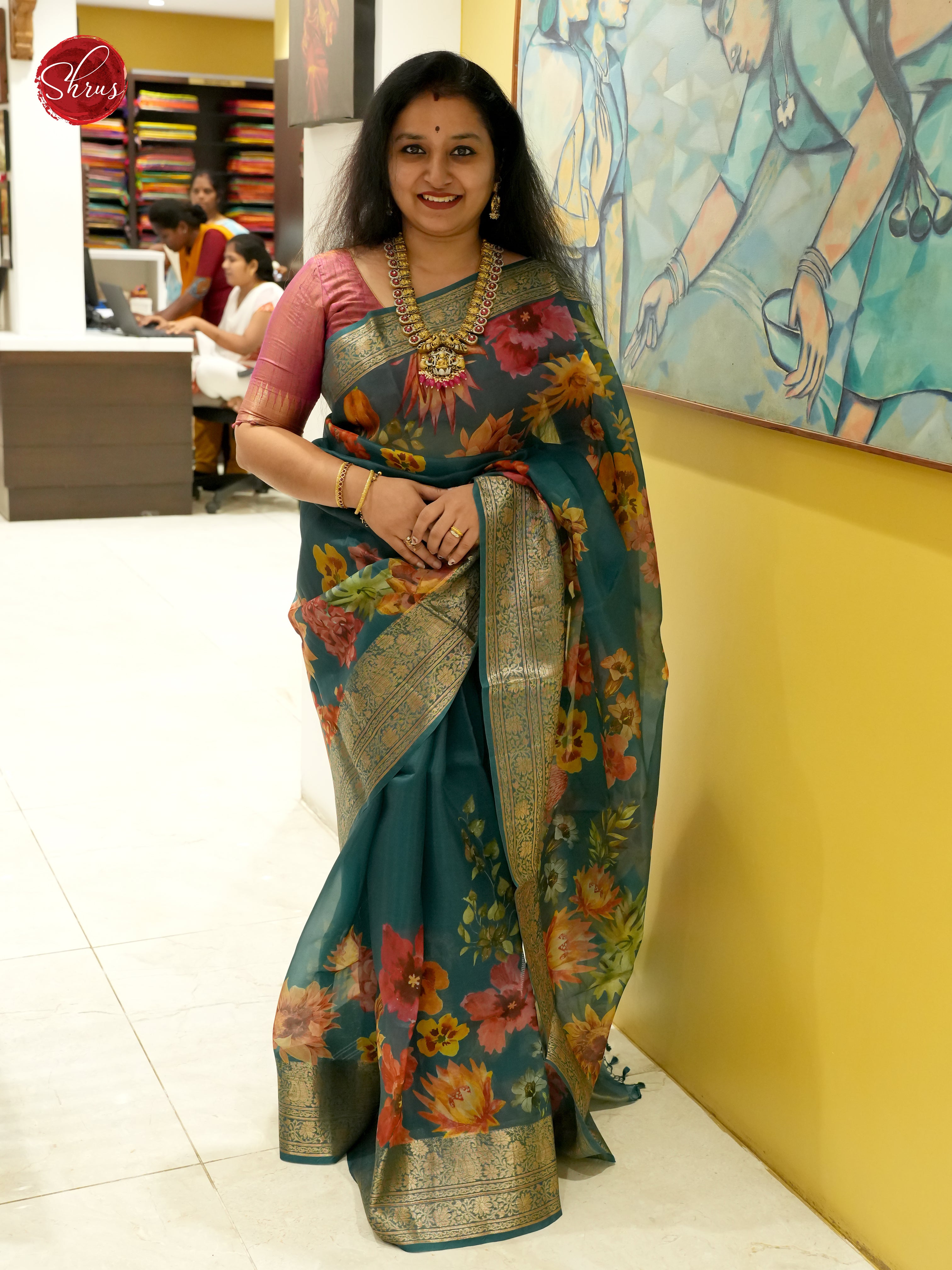 Green(Single Tone) - Organza Saree - Shop on ShrusEternity.com