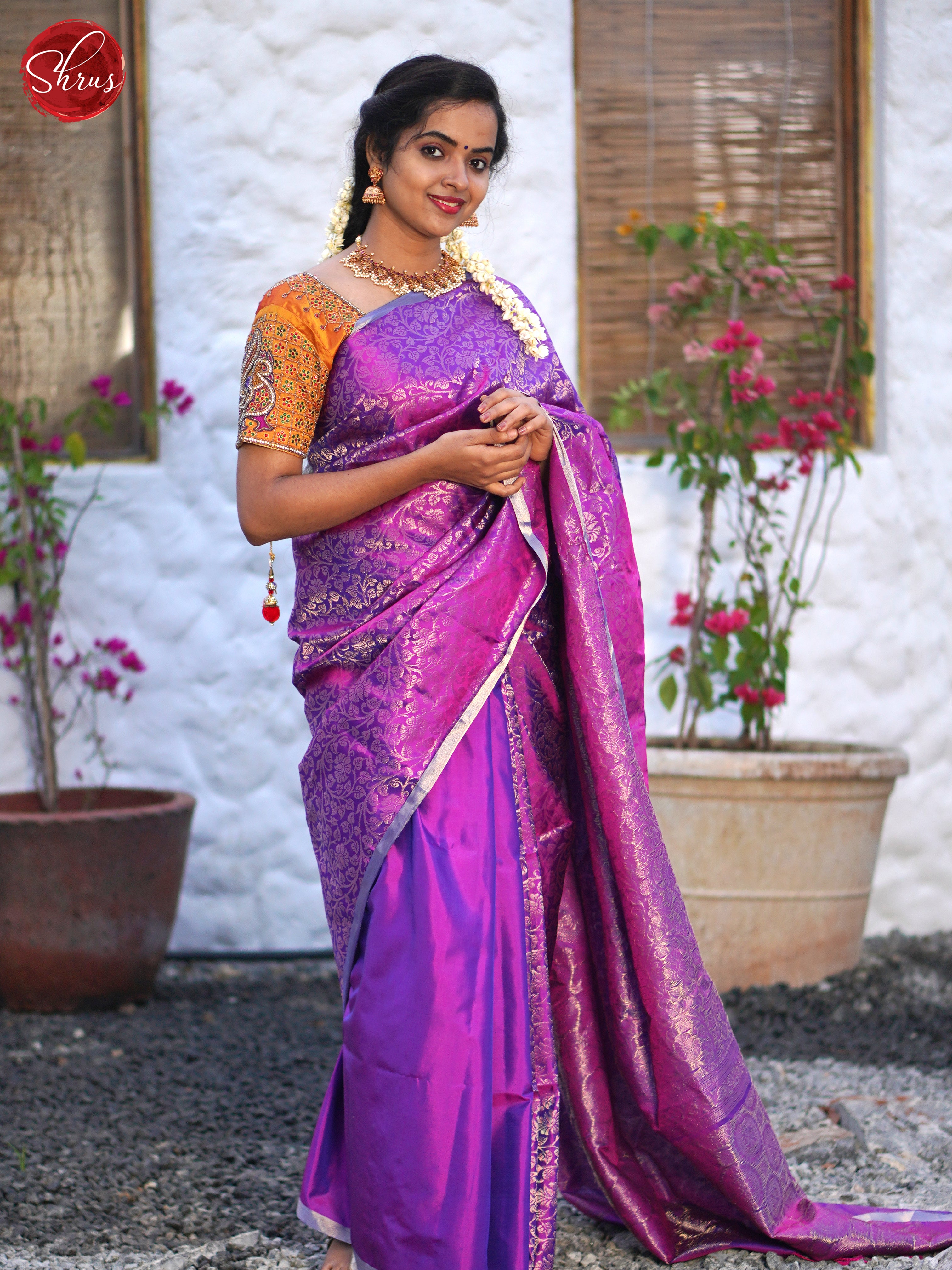 Purple(Single Tone)- Soft Silk Saree - Shop on ShrusEternity.com