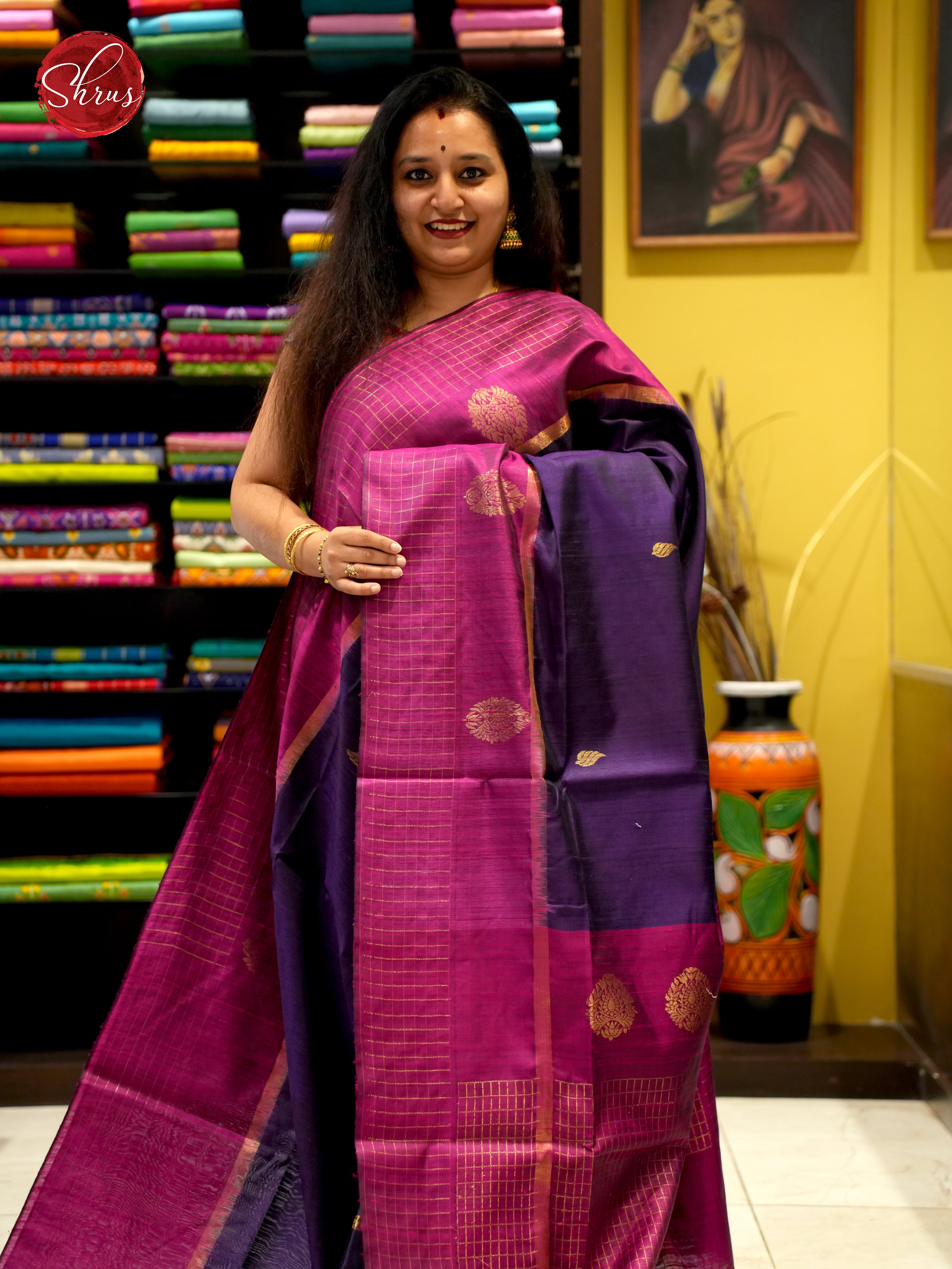 Violet & Majenta - Raw Silk Saree - Shop on ShrusEternity.com