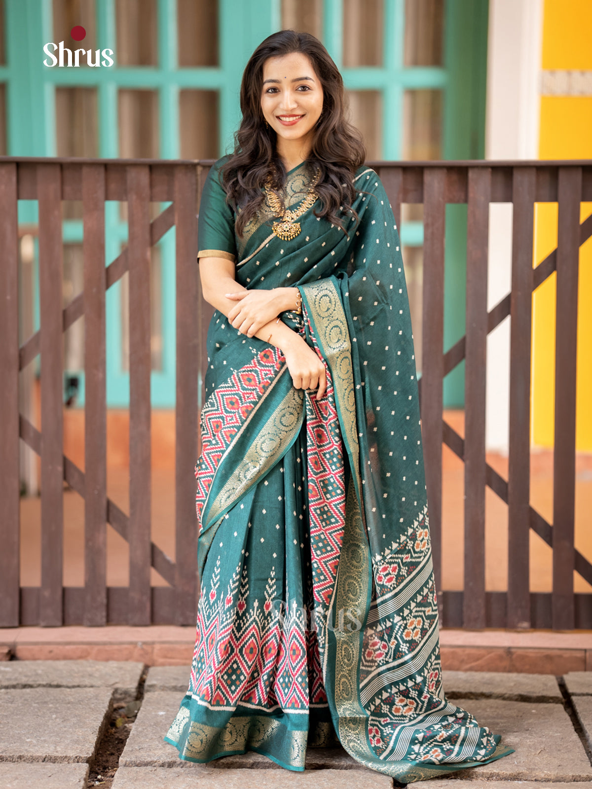 Green - Semi Crepe - Saree - EAS30513 - Shop on Shrus.com